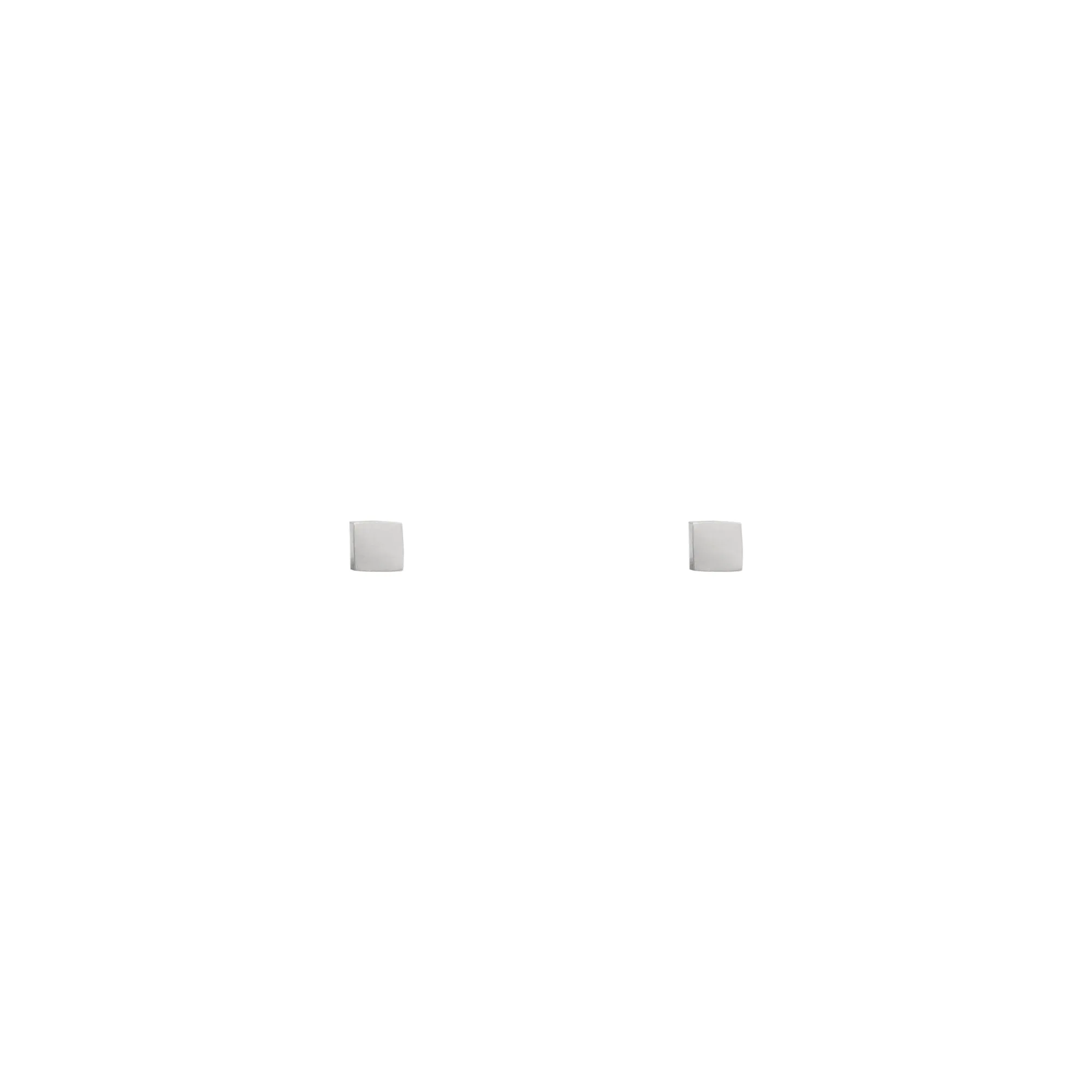 Metal Square Stud Earrings - Silver