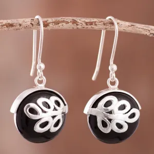 Midnight Fern Obsidian dangle earrings