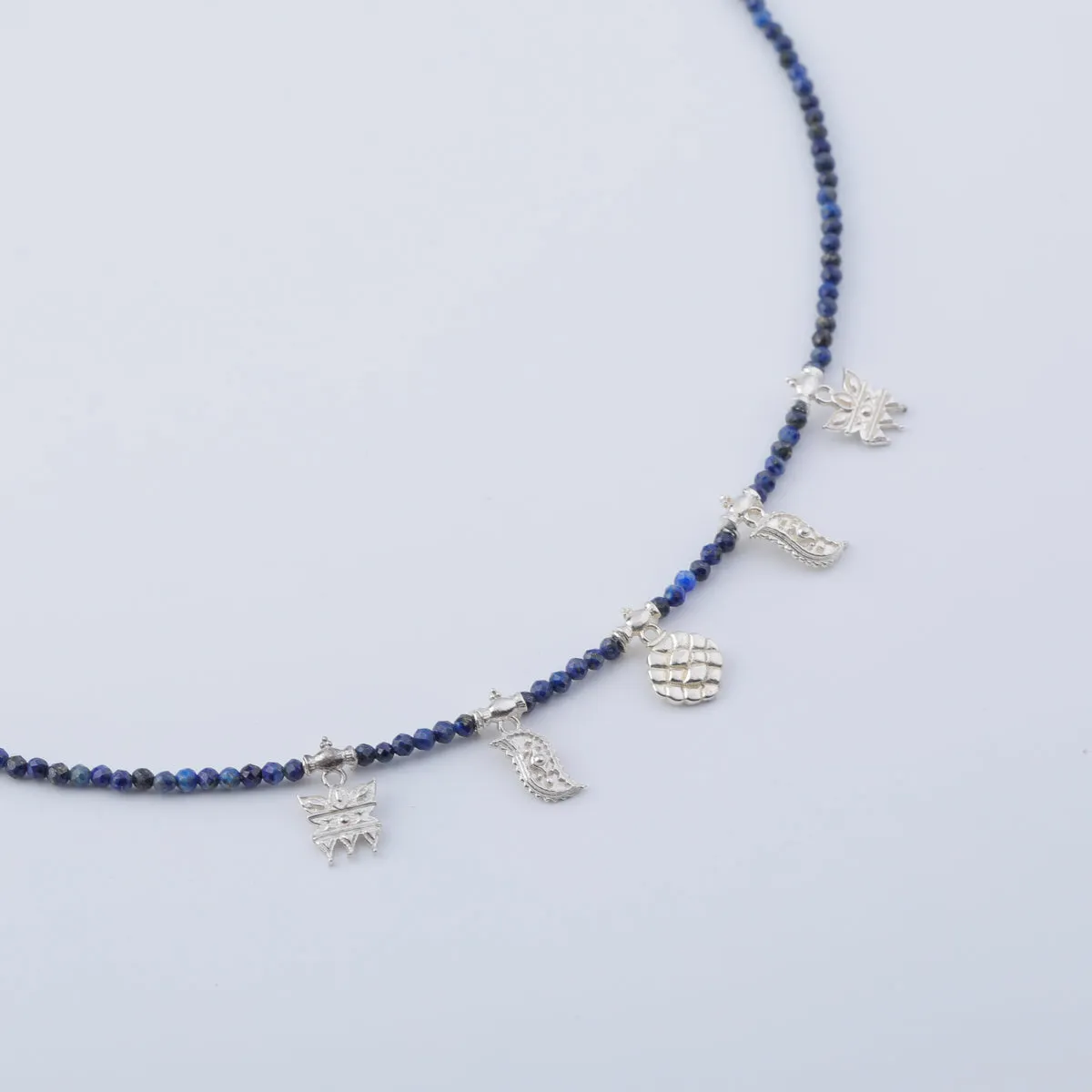 Mini Saaj Motifs Necklace with Lapis Lazuli