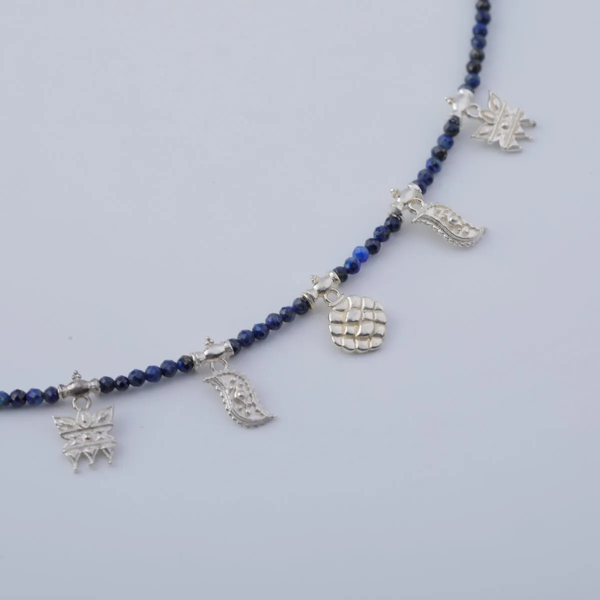 Mini Saaj Motifs Necklace with Lapis Lazuli
