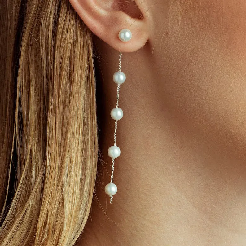 Minimalist Real Long Pearl Earrings