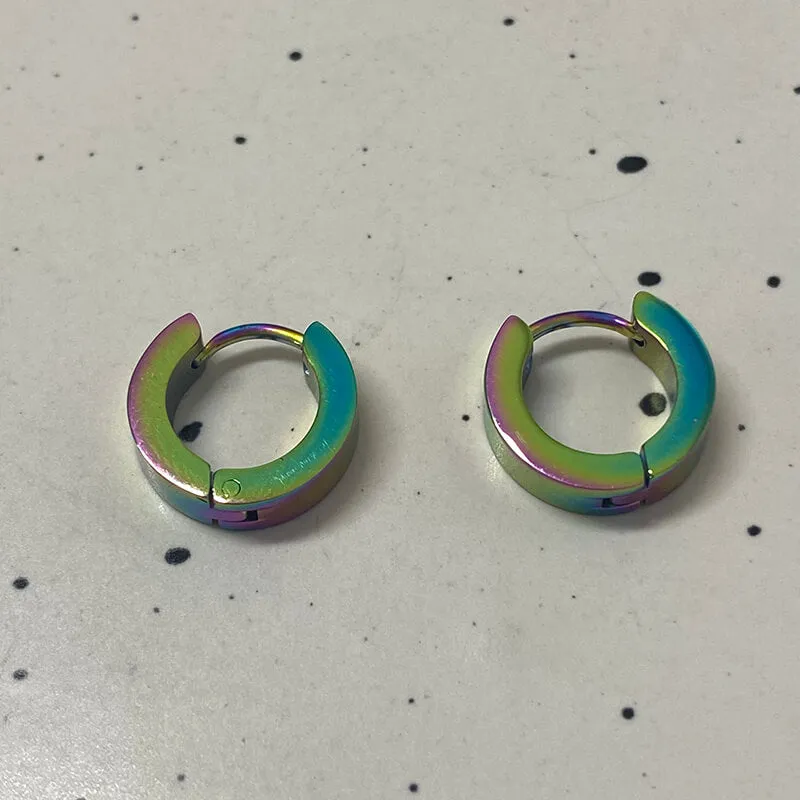 Minimalist Solid Color Stainless Steel Huggie Earrings