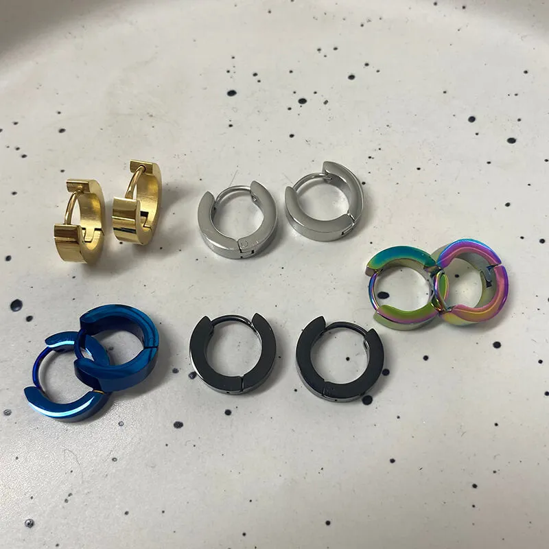 Minimalist Solid Color Stainless Steel Huggie Earrings
