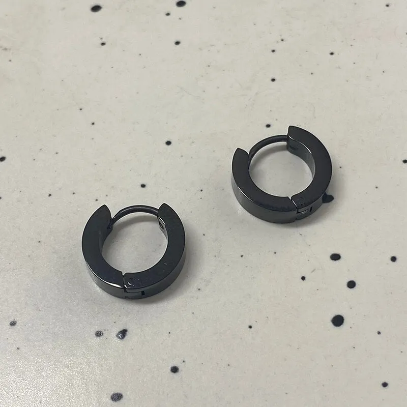 Minimalist Solid Color Stainless Steel Huggie Earrings