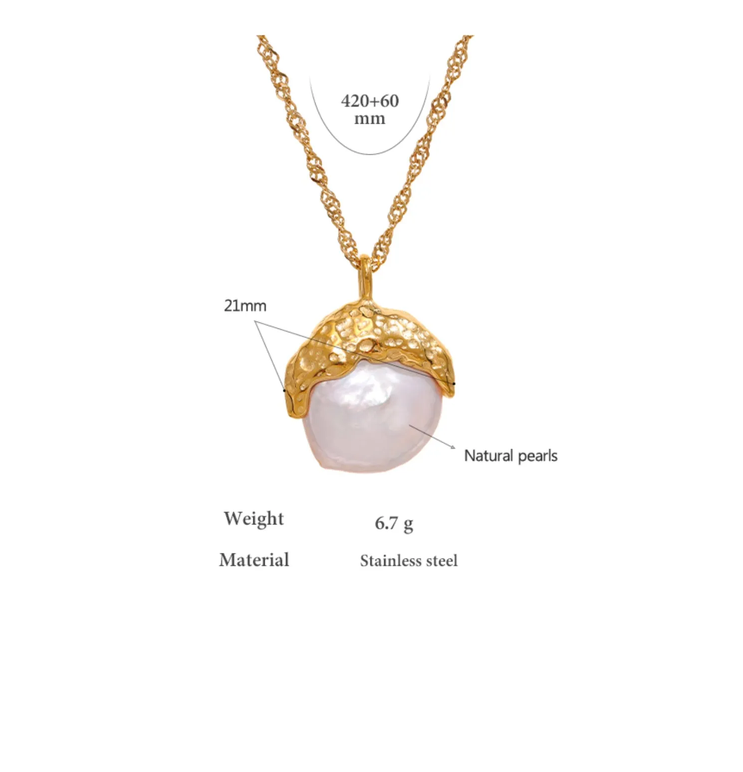 Miran Pearl Pendant - 18K Gold Coated