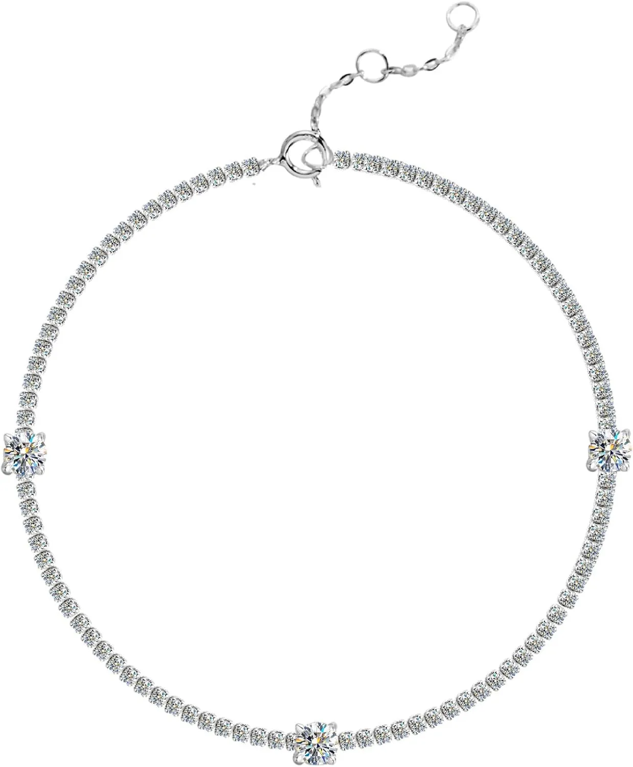 Moissanite Bracelet for Women Sterling Silver Bracelets 0.5-3CT Moissanite Diamond Dainty Cute Stack Bracelets Silver Jewelry Wedding Anniversary Birthday Gifts for Wife Mom Her