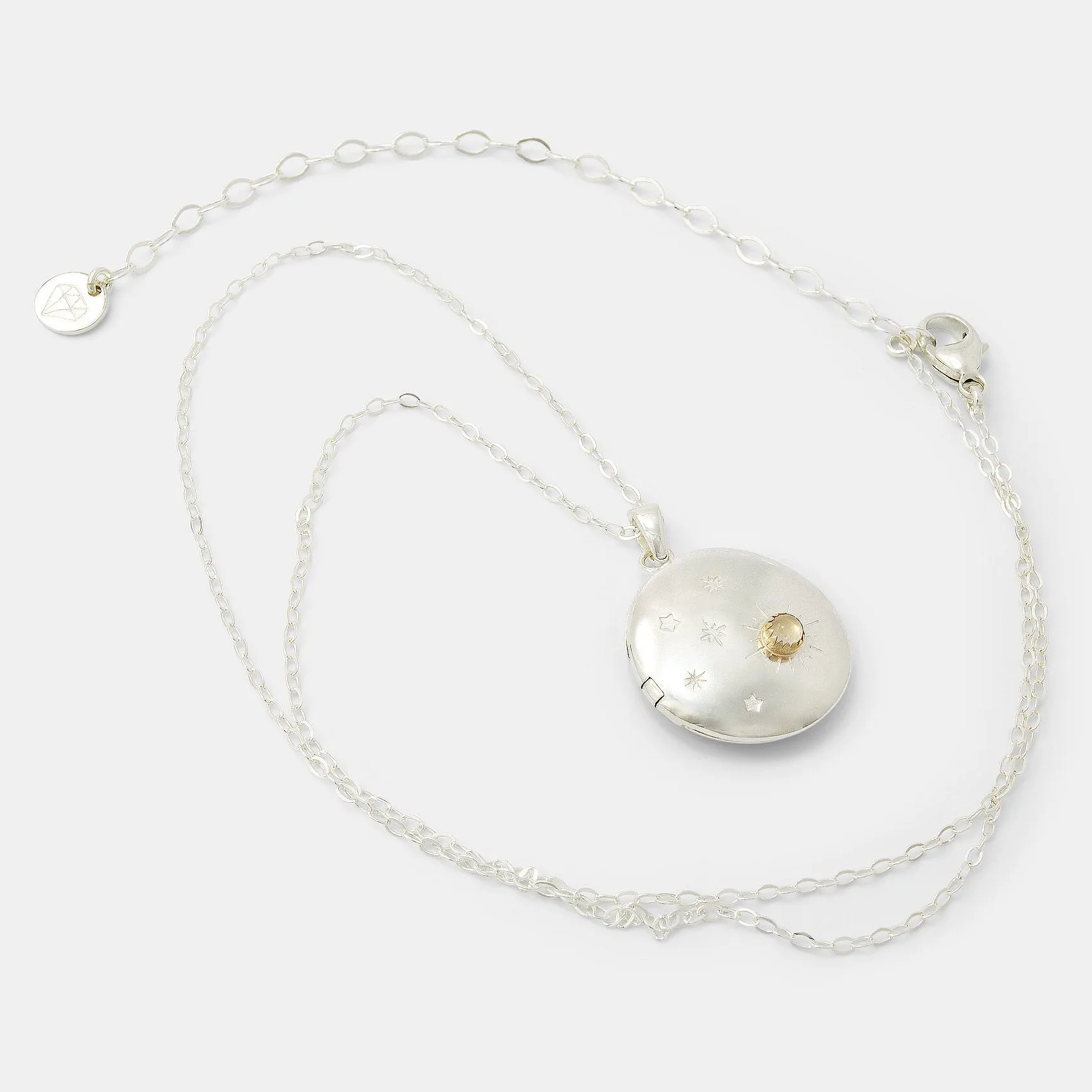 Moon & Back Silver Locket Necklace