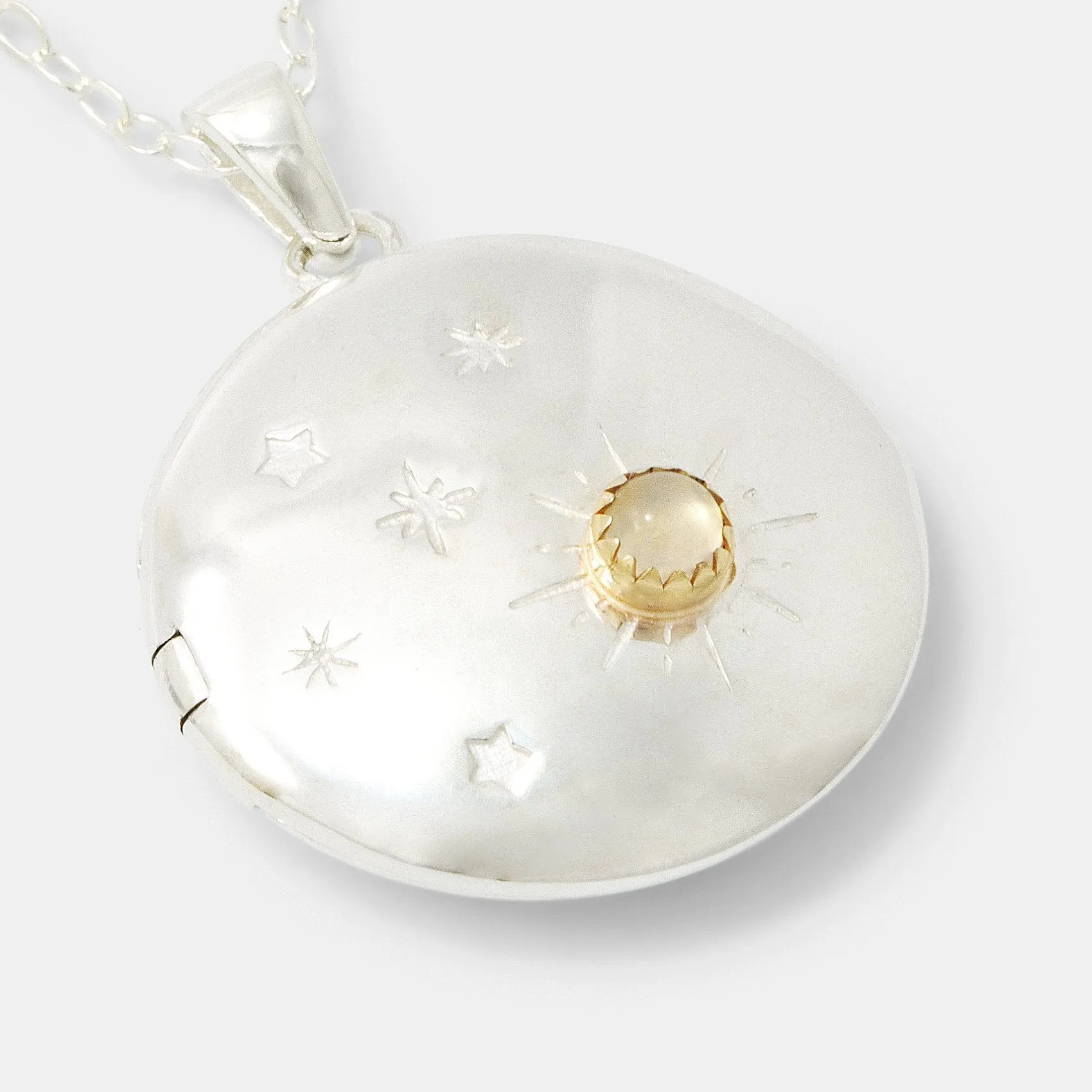 Moon & Back Silver Locket Necklace
