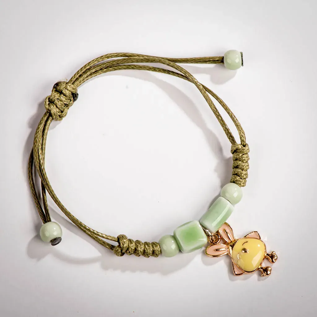 Mori Girl Handmade Cartoon Bird Alloy Ceramic Beads Bracelets