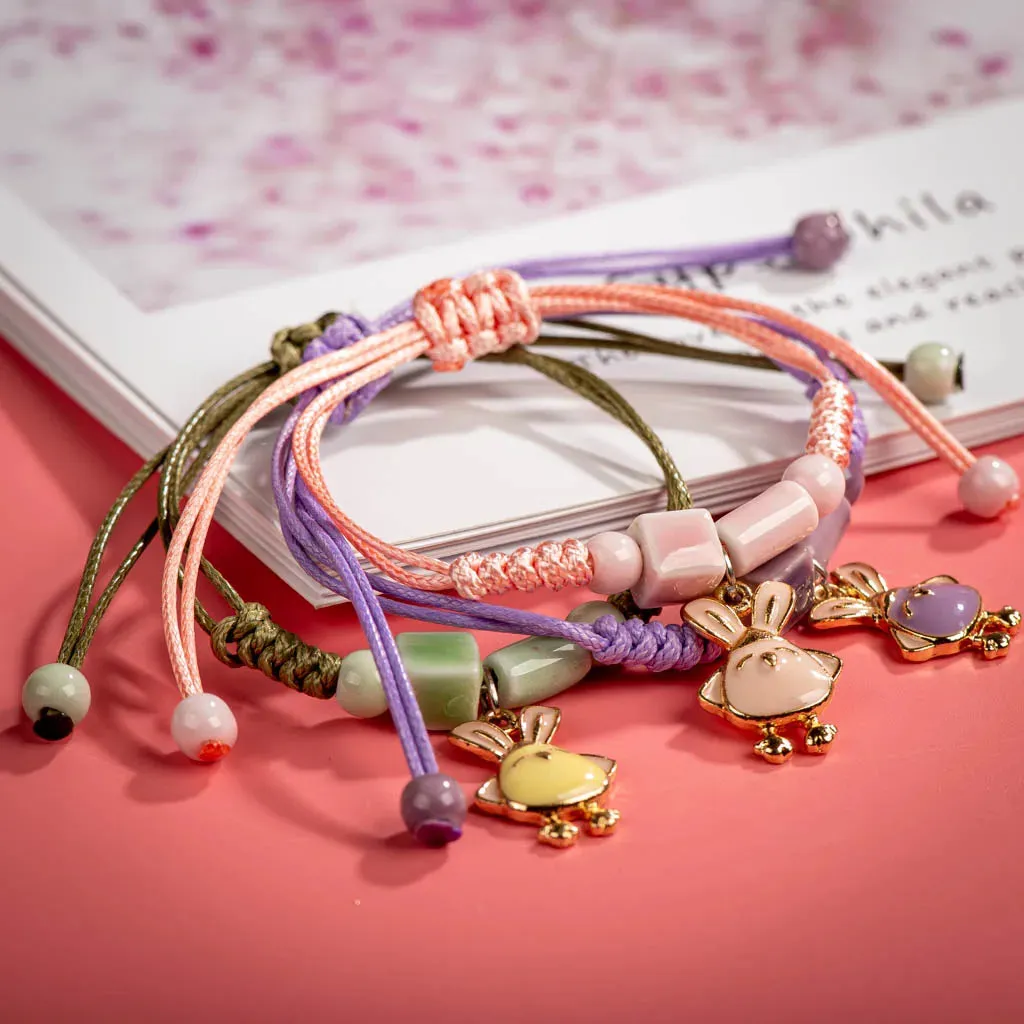 Mori Girl Handmade Cartoon Bird Alloy Ceramic Beads Bracelets