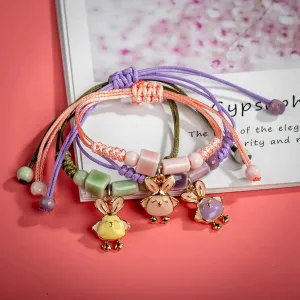 Mori Girl Handmade Cartoon Bird Alloy Ceramic Beads Bracelets