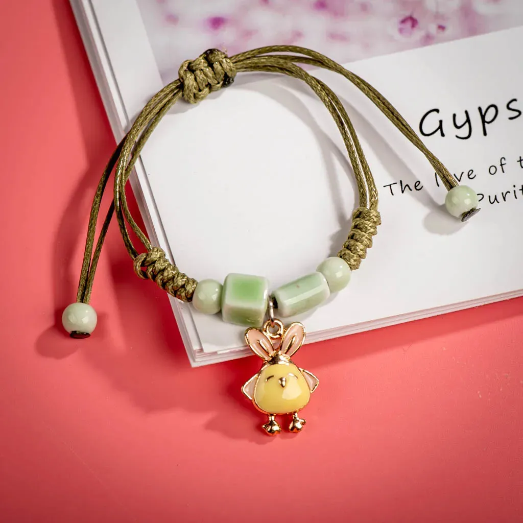Mori Girl Handmade Cartoon Bird Alloy Ceramic Beads Bracelets