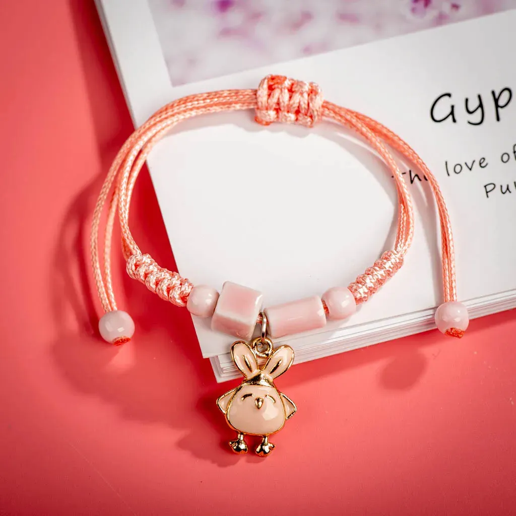 Mori Girl Handmade Cartoon Bird Alloy Ceramic Beads Bracelets