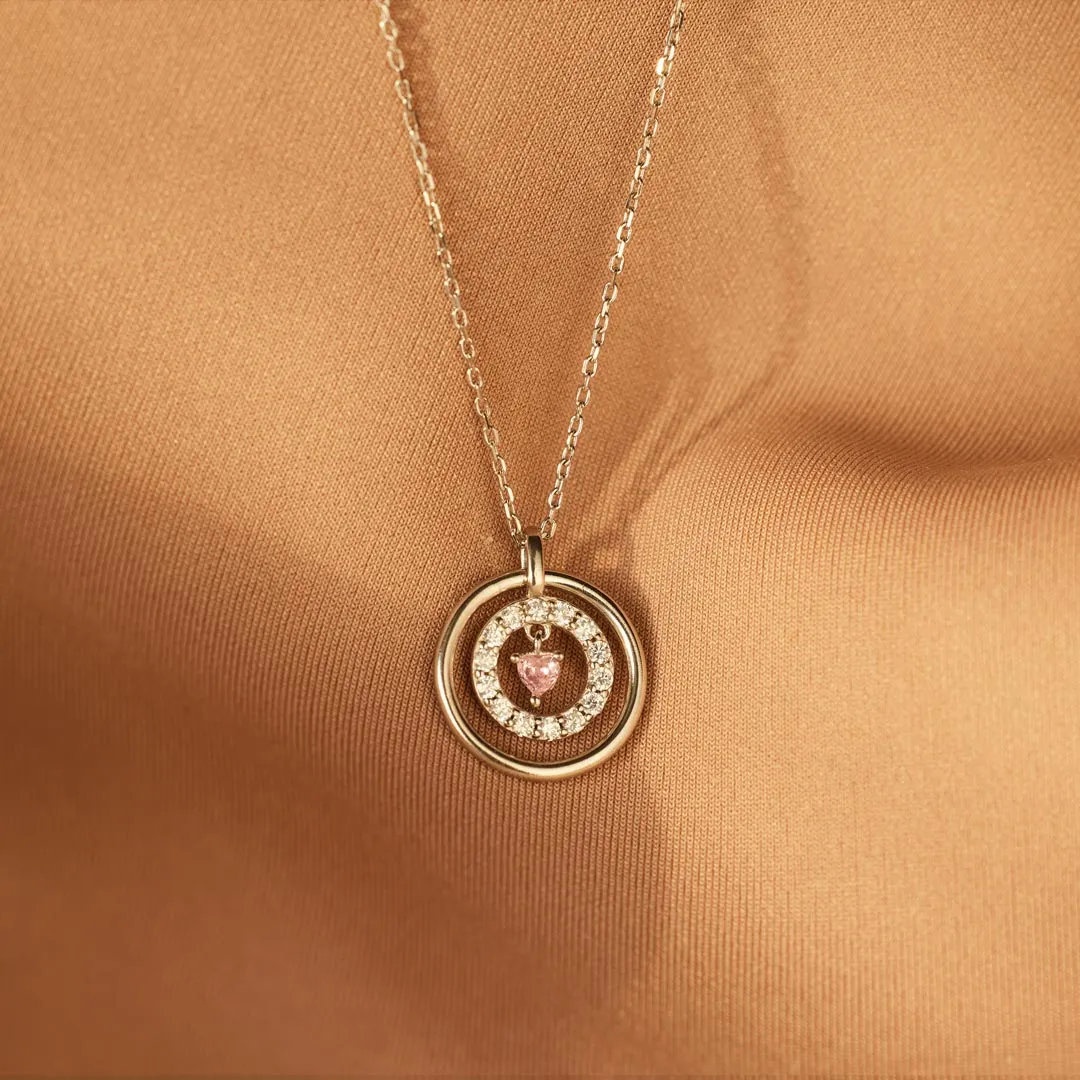 Mother Daughter Encircled Heart Necklace