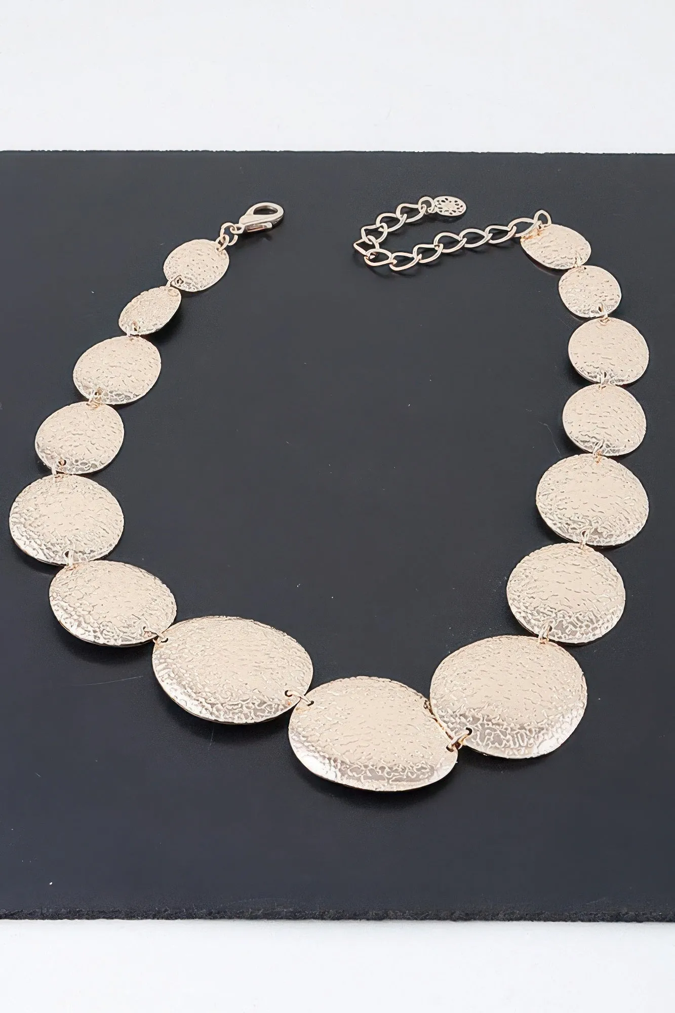 Multi Hammered Disk Necklace
