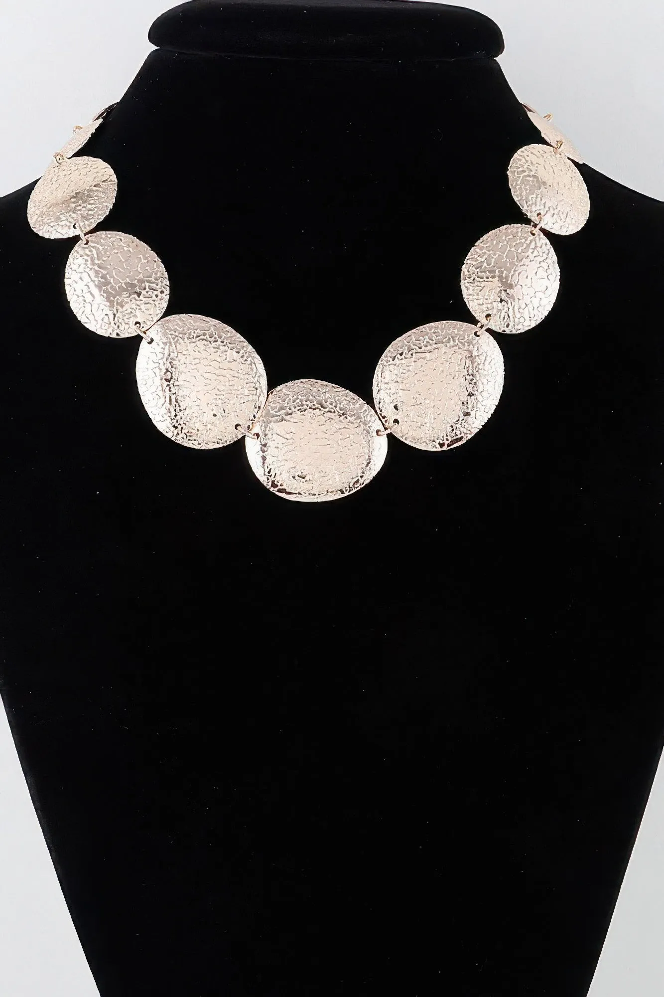 Multi Hammered Disk Necklace