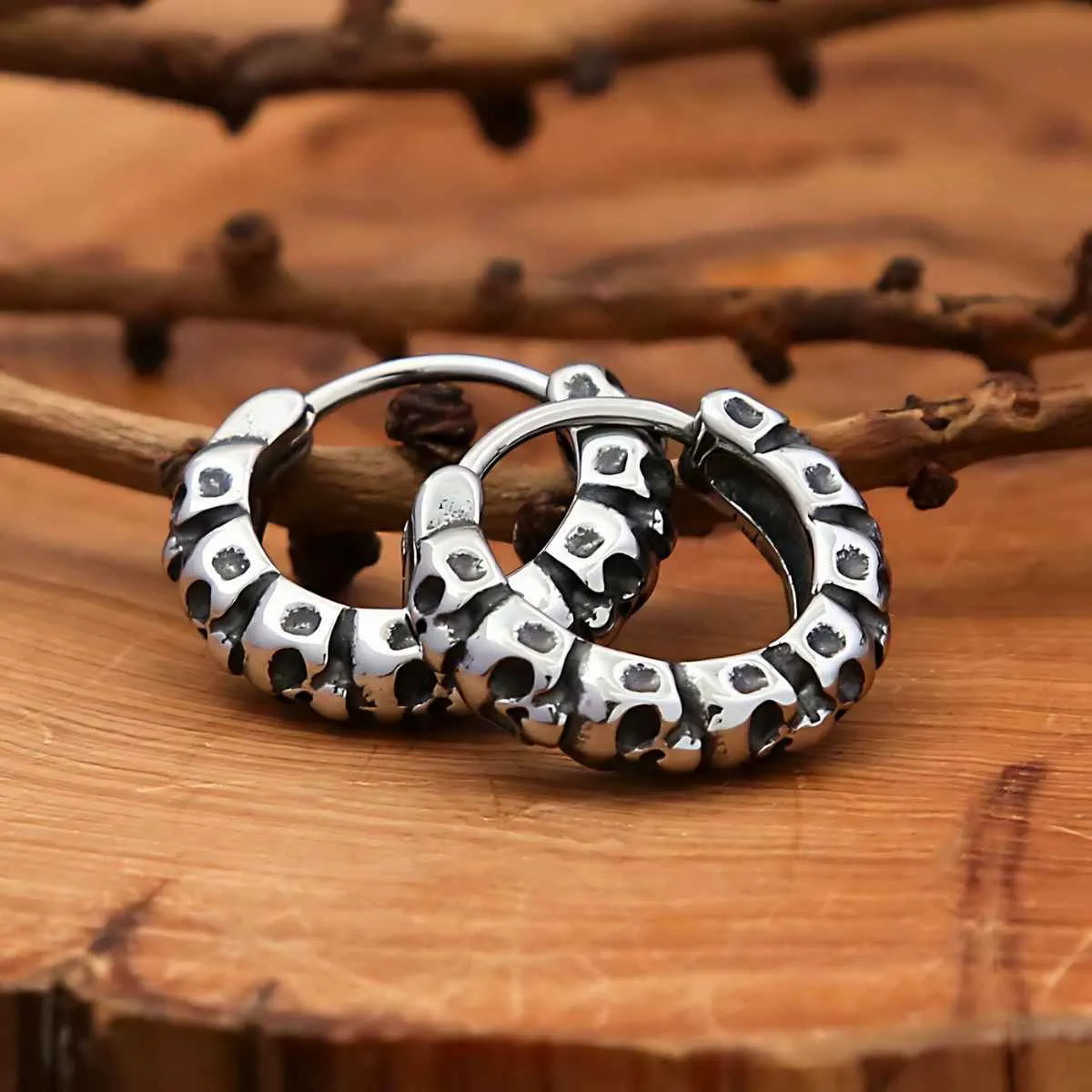 Multiple Skull Head Hoop Earrings