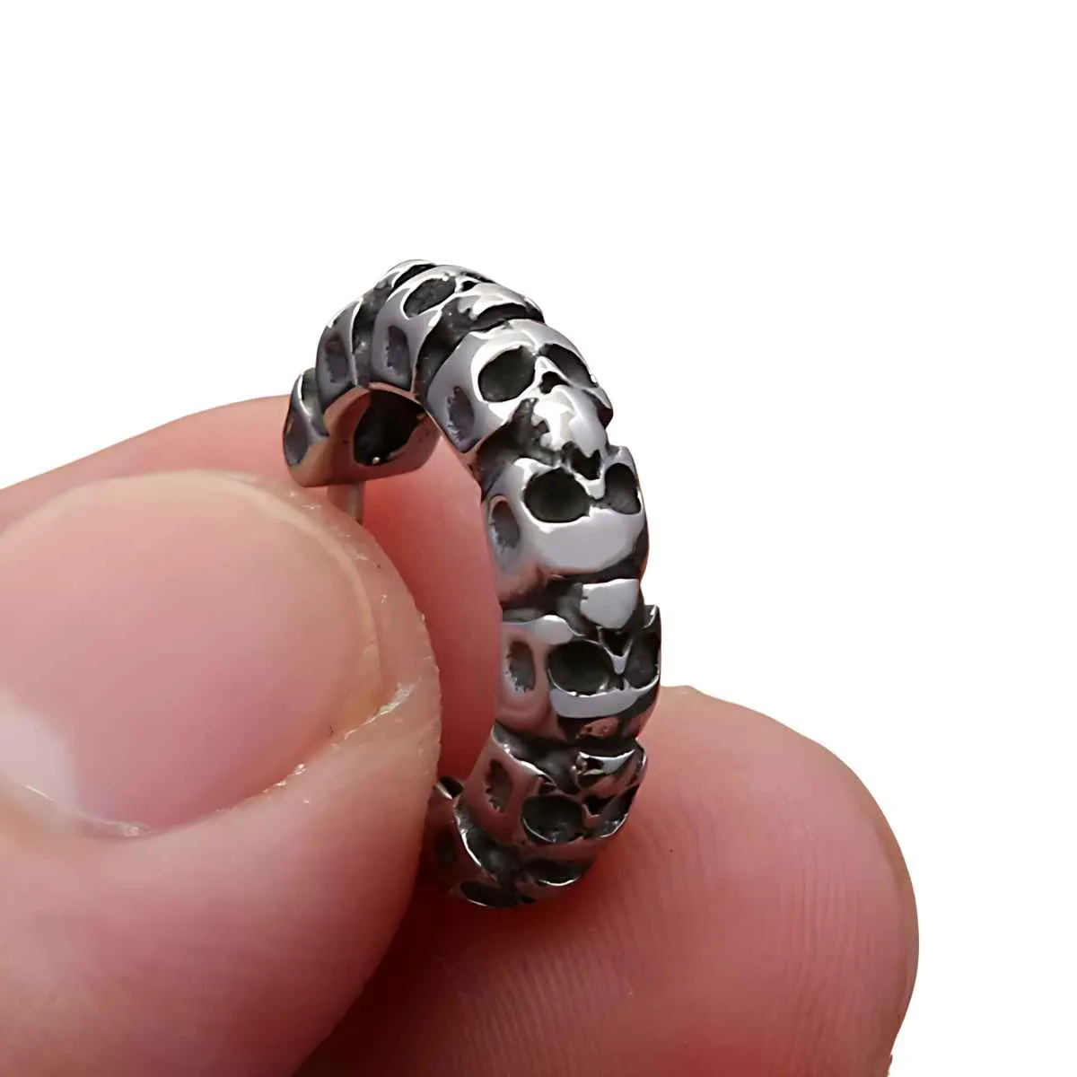 Multiple Skull Head Hoop Earrings