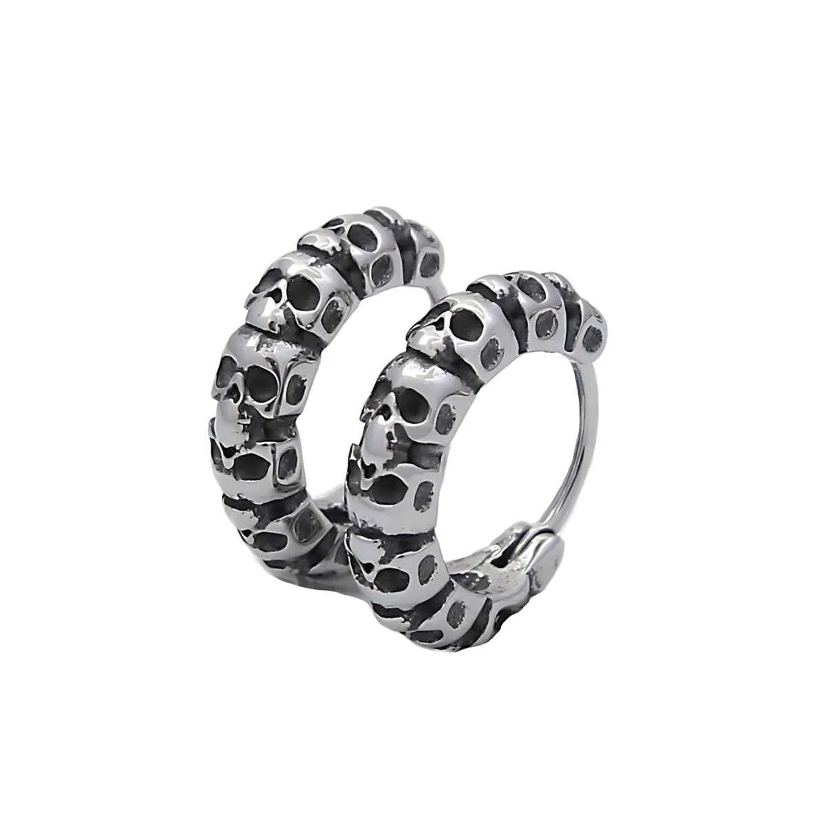 Multiple Skull Head Hoop Earrings