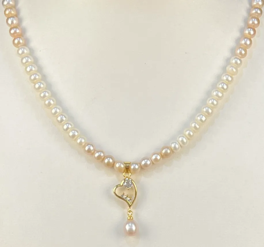My Pearls Breathtaking Single Line Pink & White 6mm Pearls Set