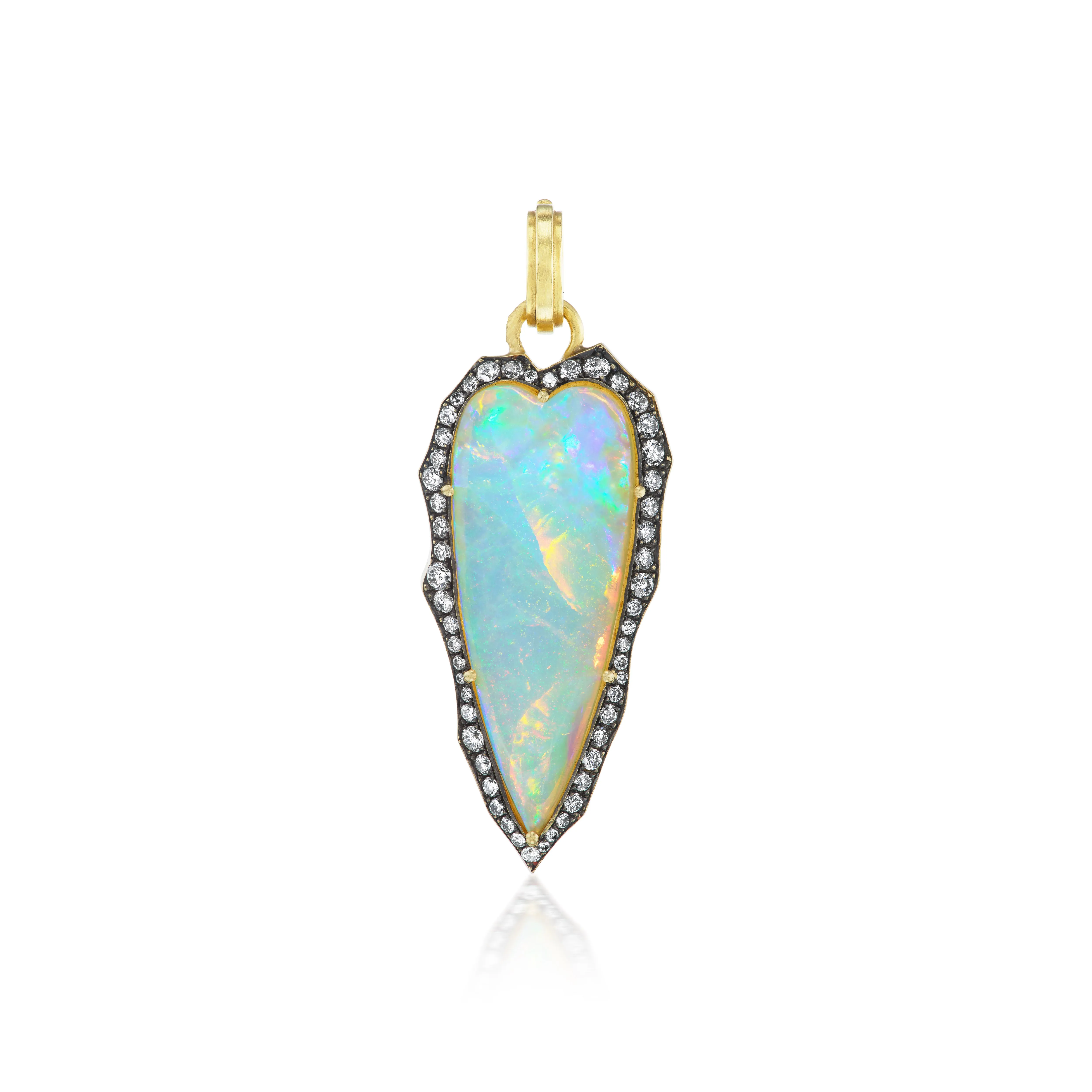 Narrow Opal Heart Pendant