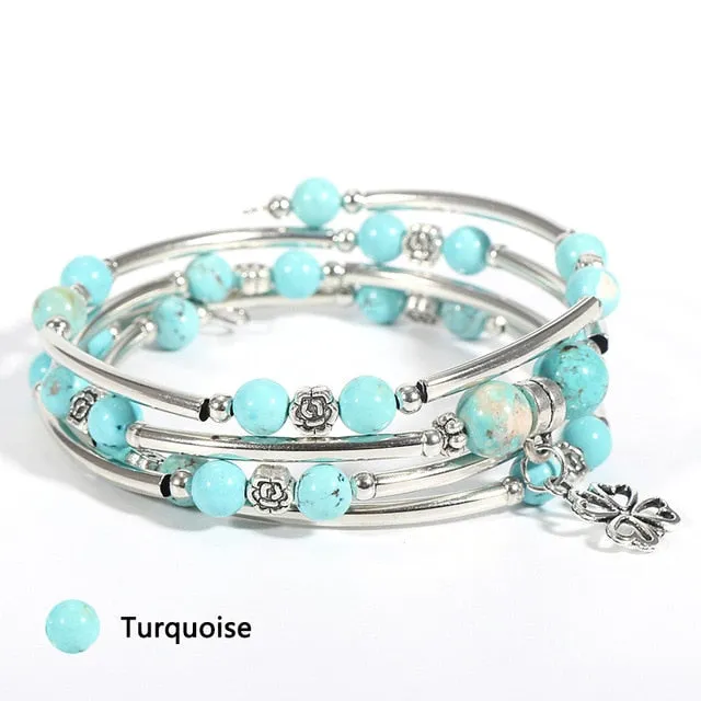 Natural Stone Trendy Crystal Wrap Bracelet