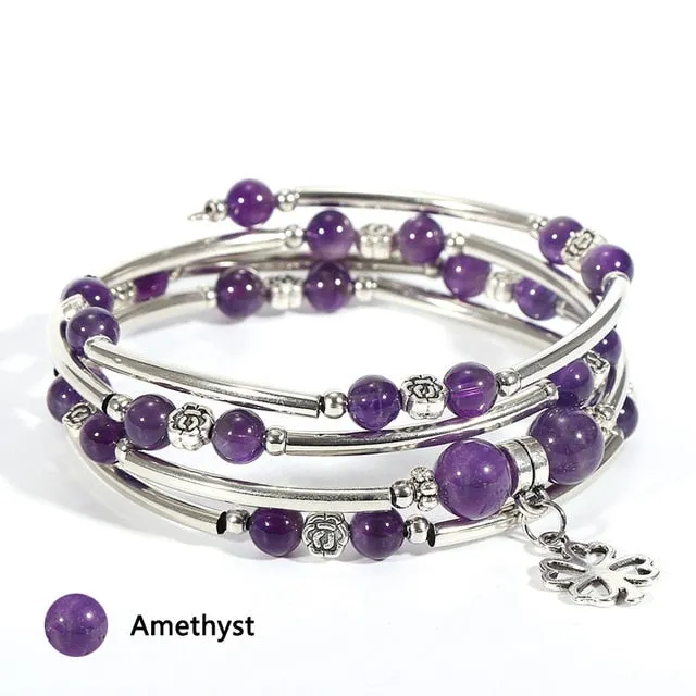 Natural Stone Trendy Crystal Wrap Bracelet