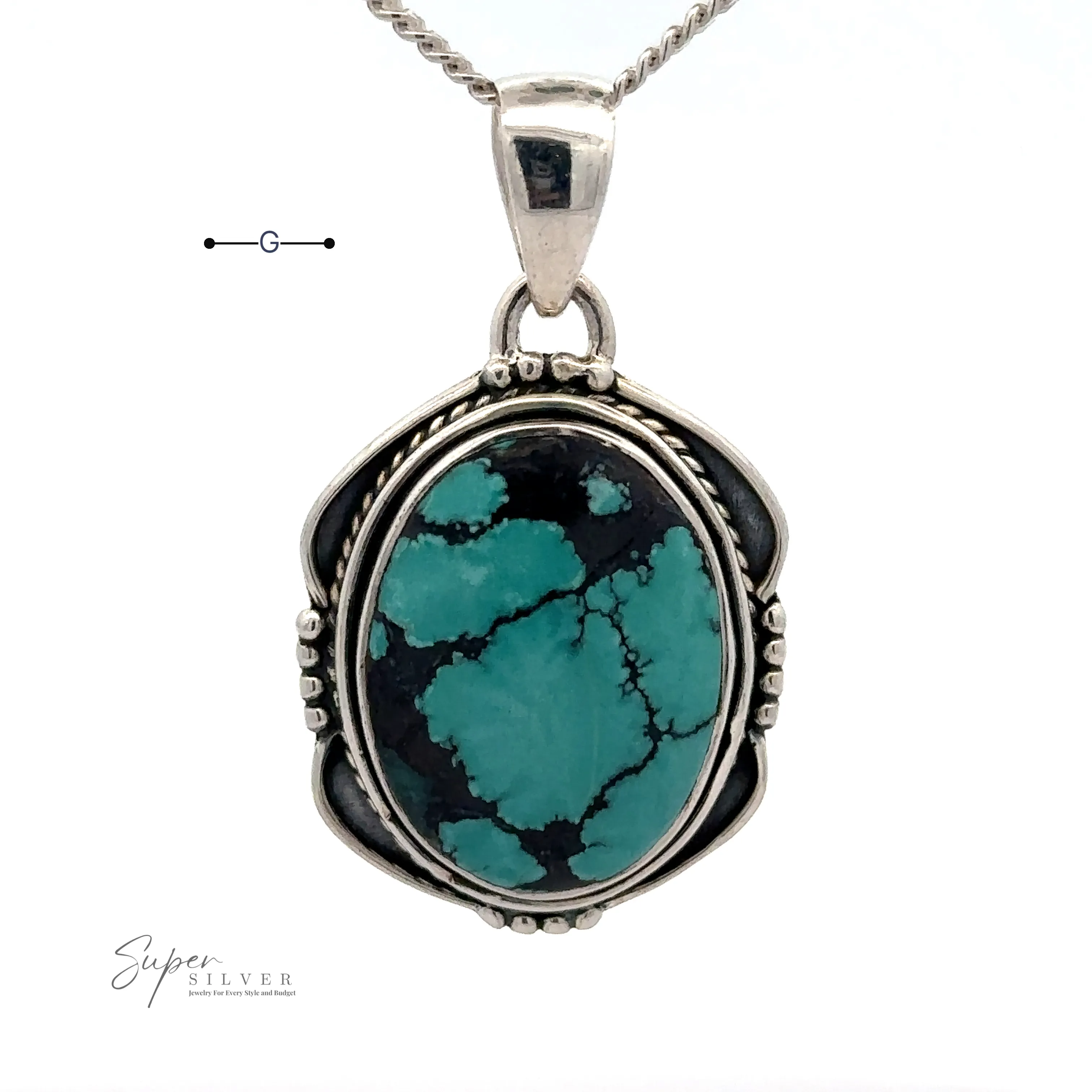 Natural Turquoise Pendant with an Oval Shield Setting
