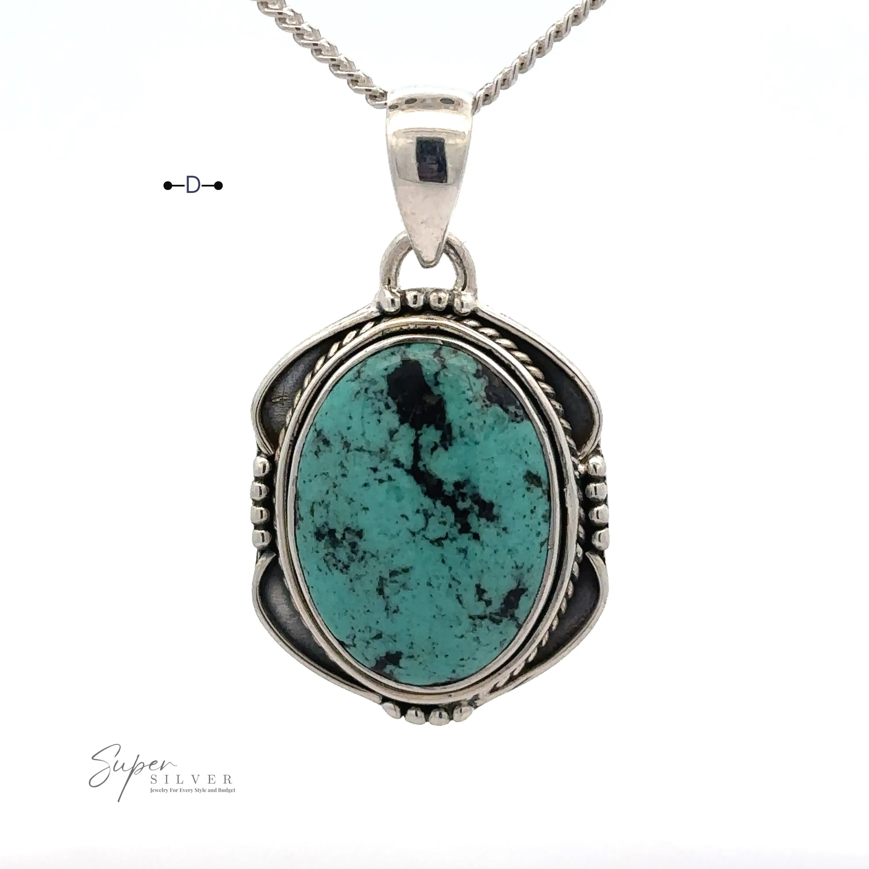 Natural Turquoise Pendant with an Oval Shield Setting