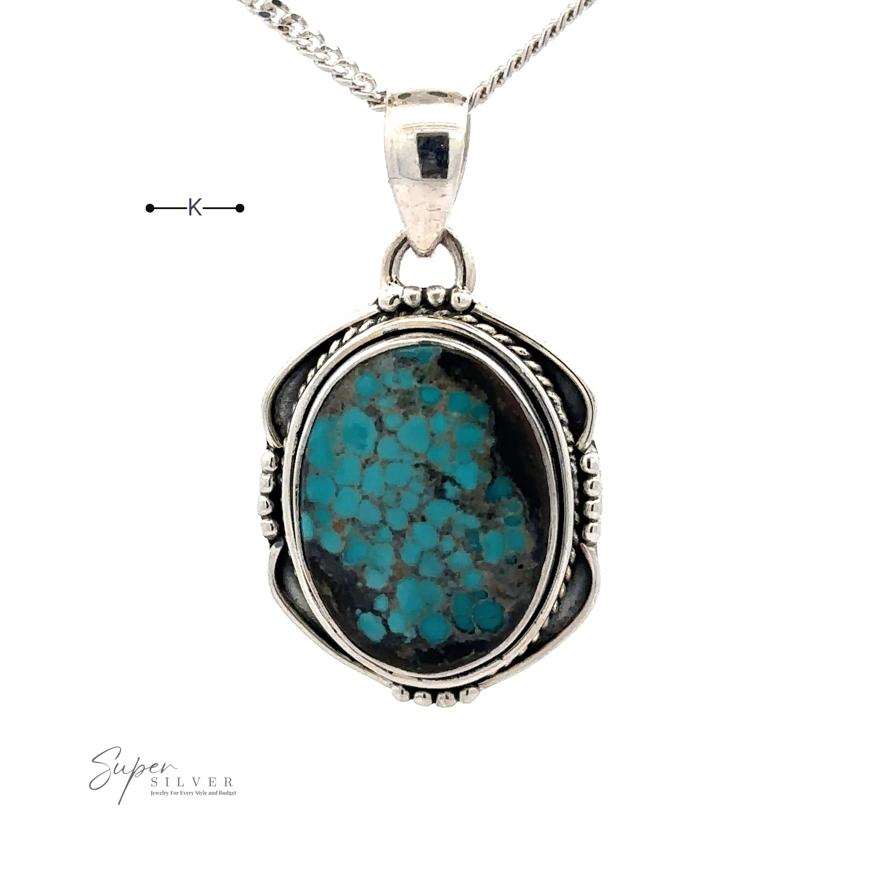 Natural Turquoise Pendant with an Oval Shield Setting