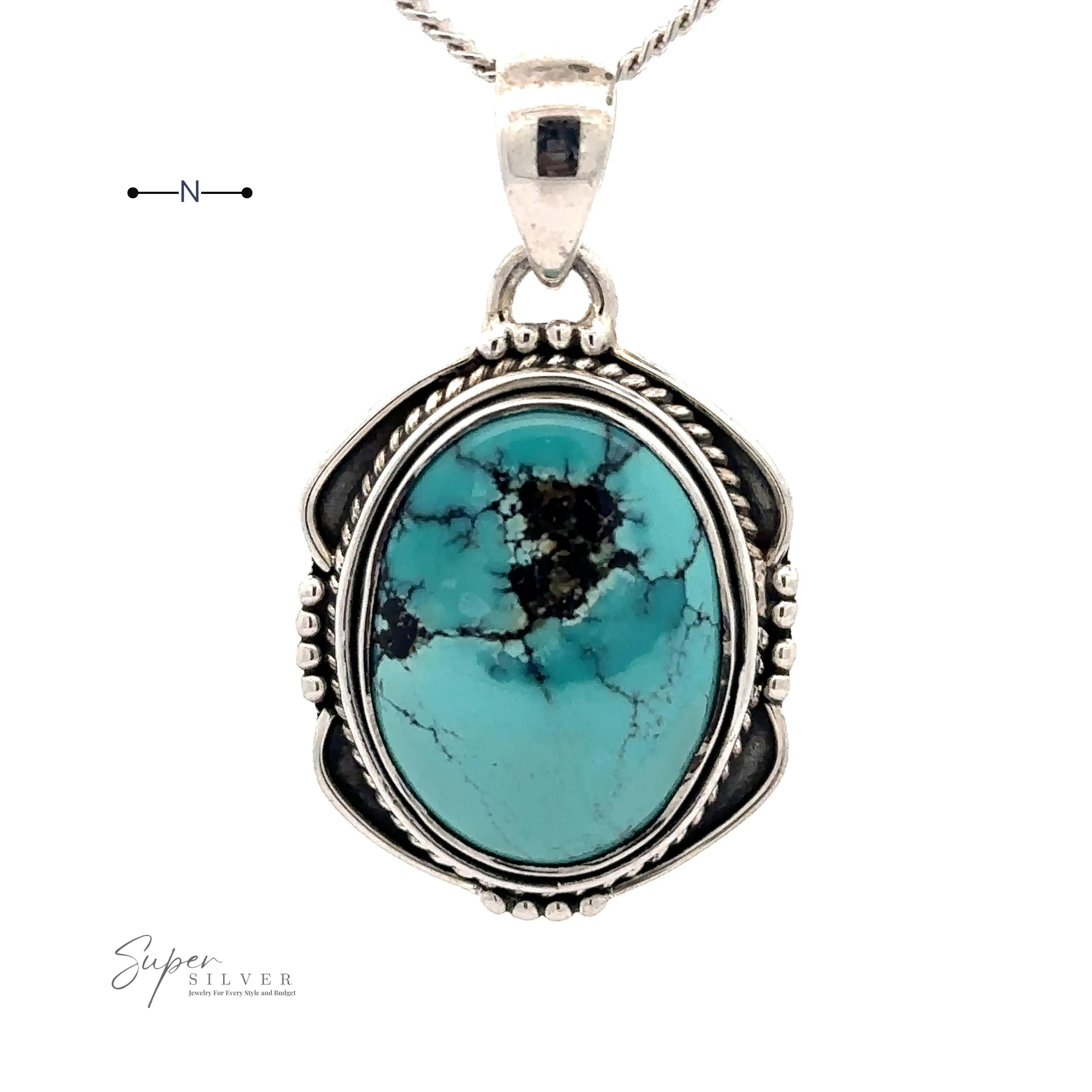 Natural Turquoise Pendant with an Oval Shield Setting