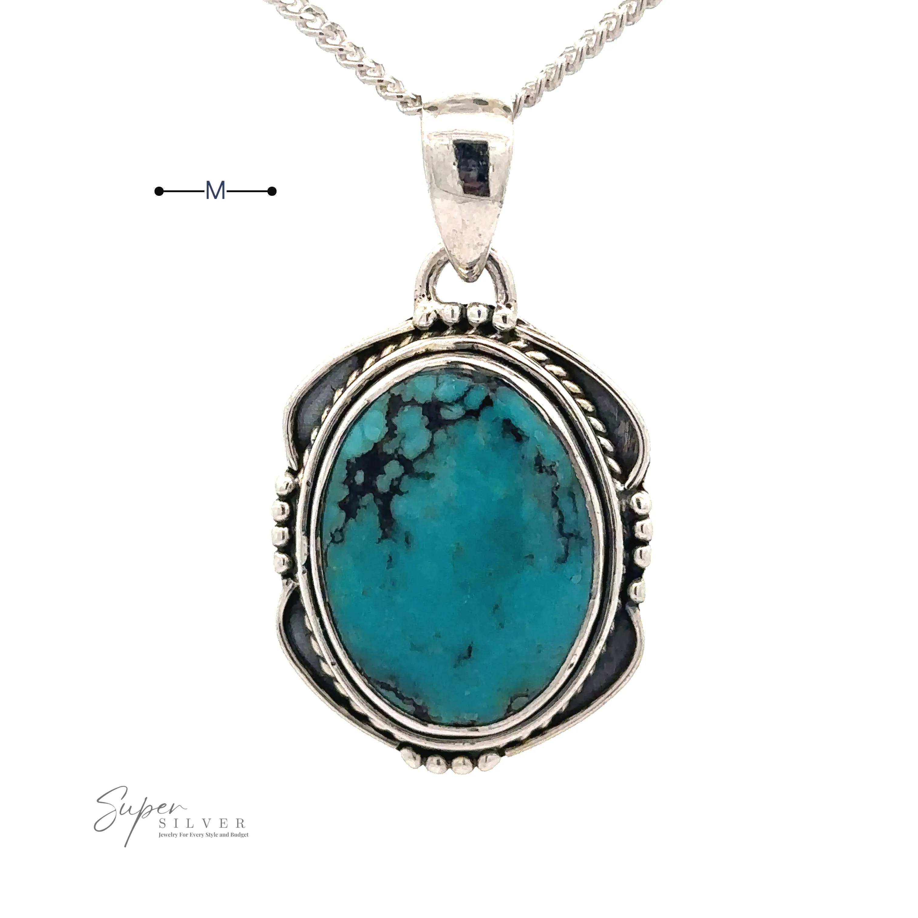 Natural Turquoise Pendant with an Oval Shield Setting
