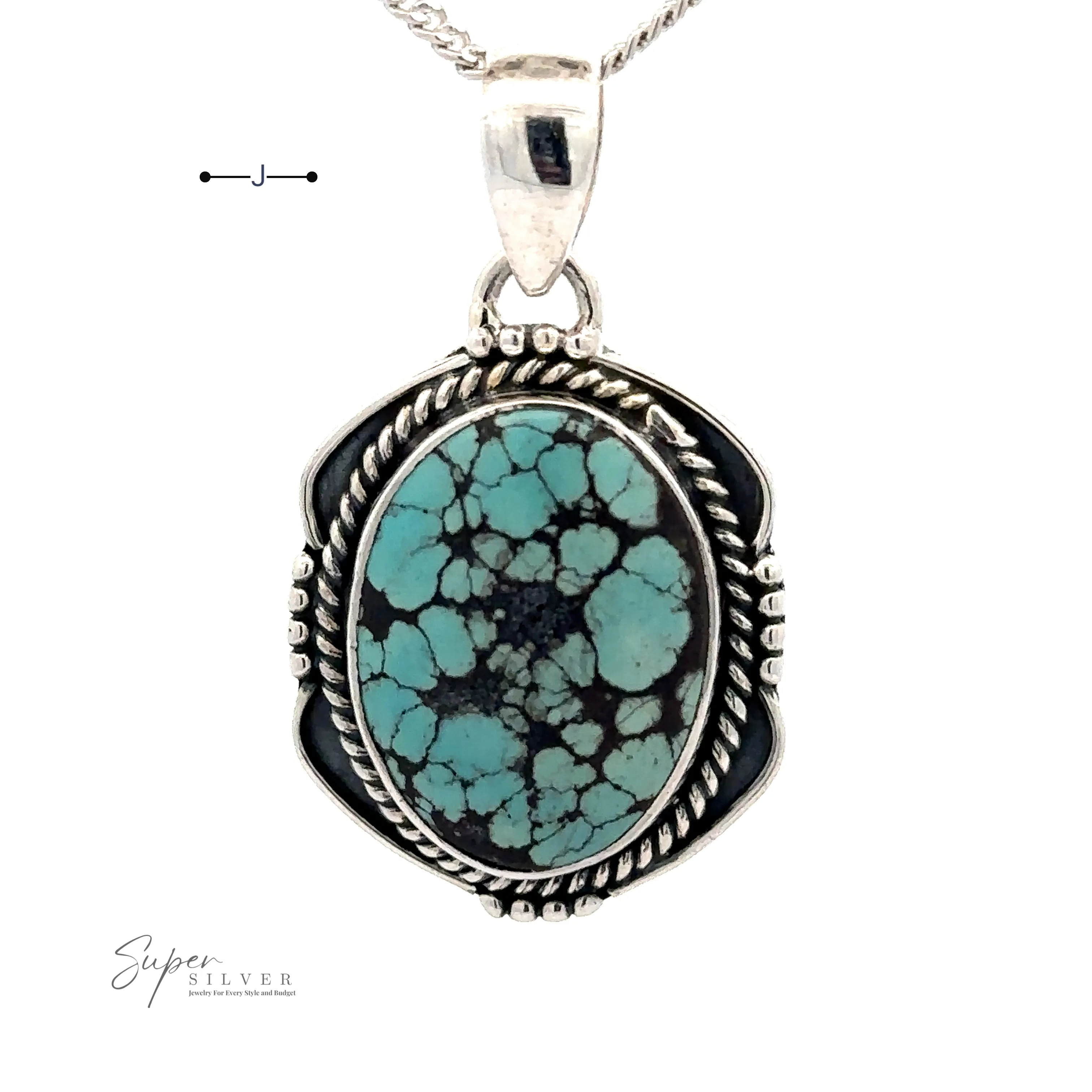Natural Turquoise Pendant with an Oval Shield Setting