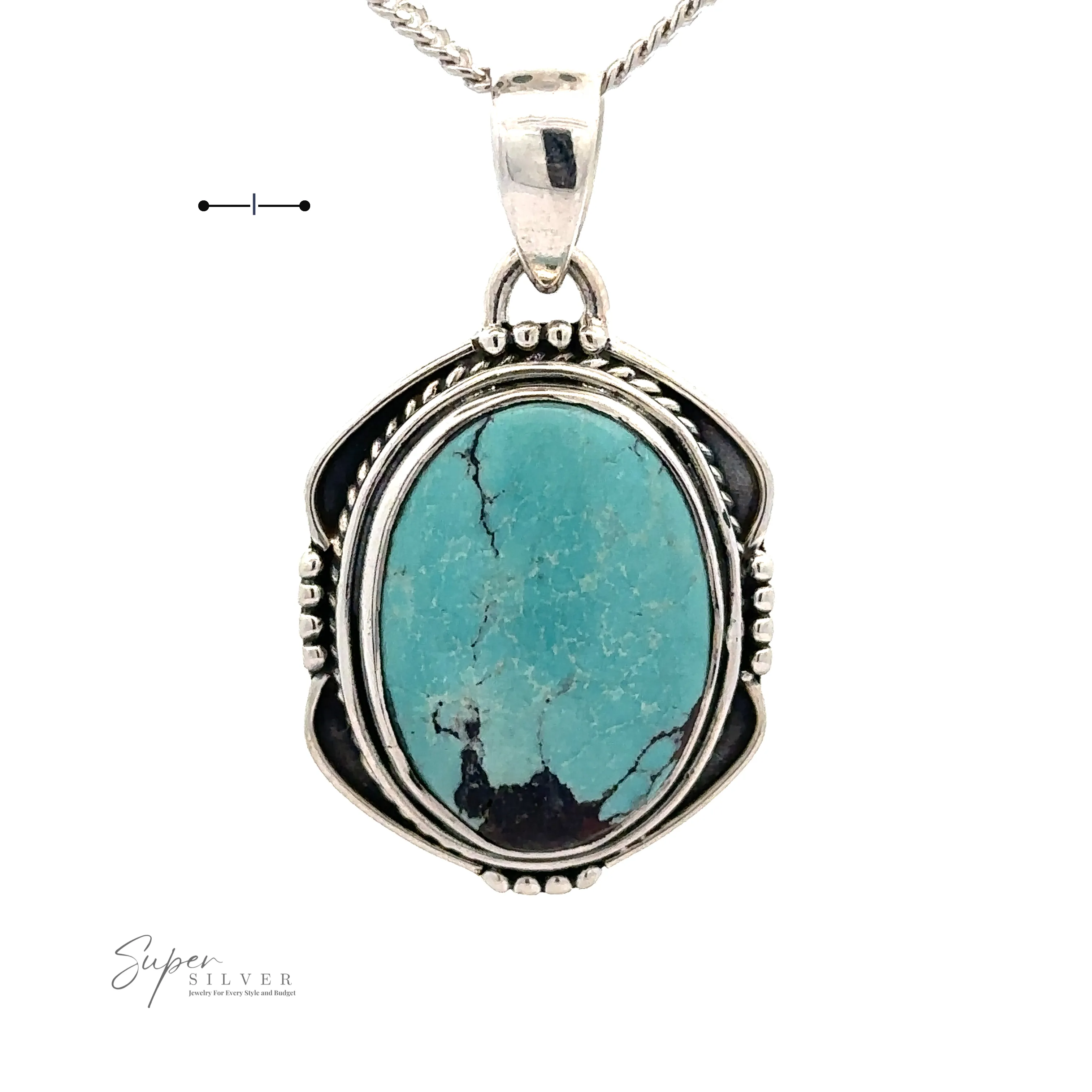 Natural Turquoise Pendant with an Oval Shield Setting