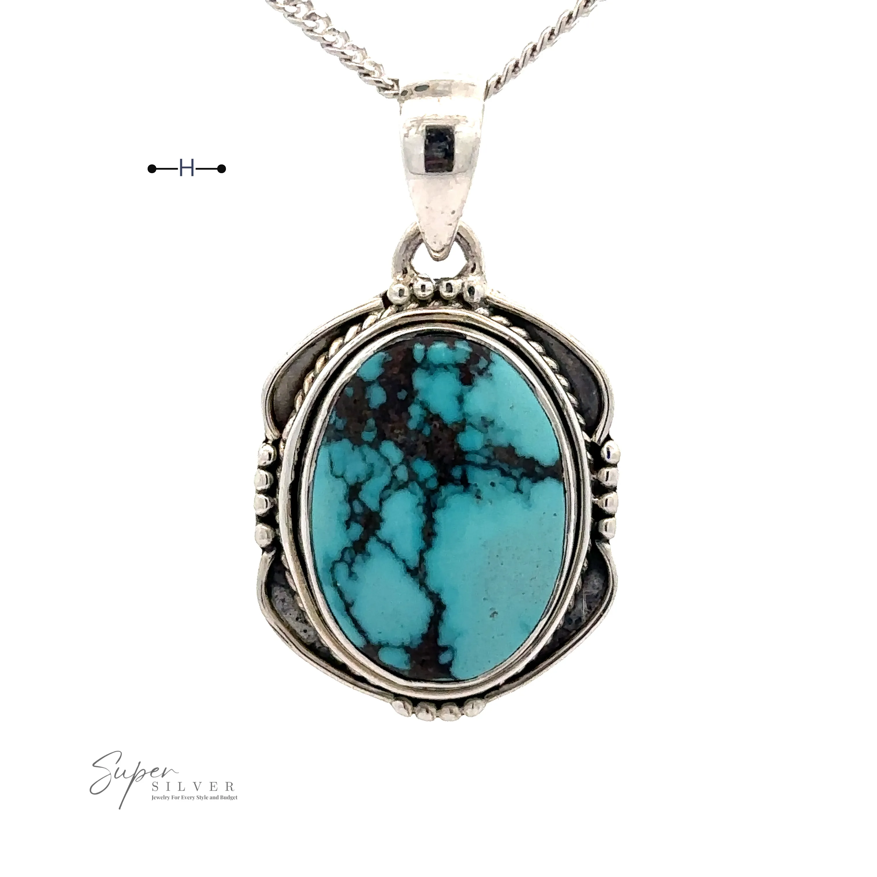 Natural Turquoise Pendant with an Oval Shield Setting