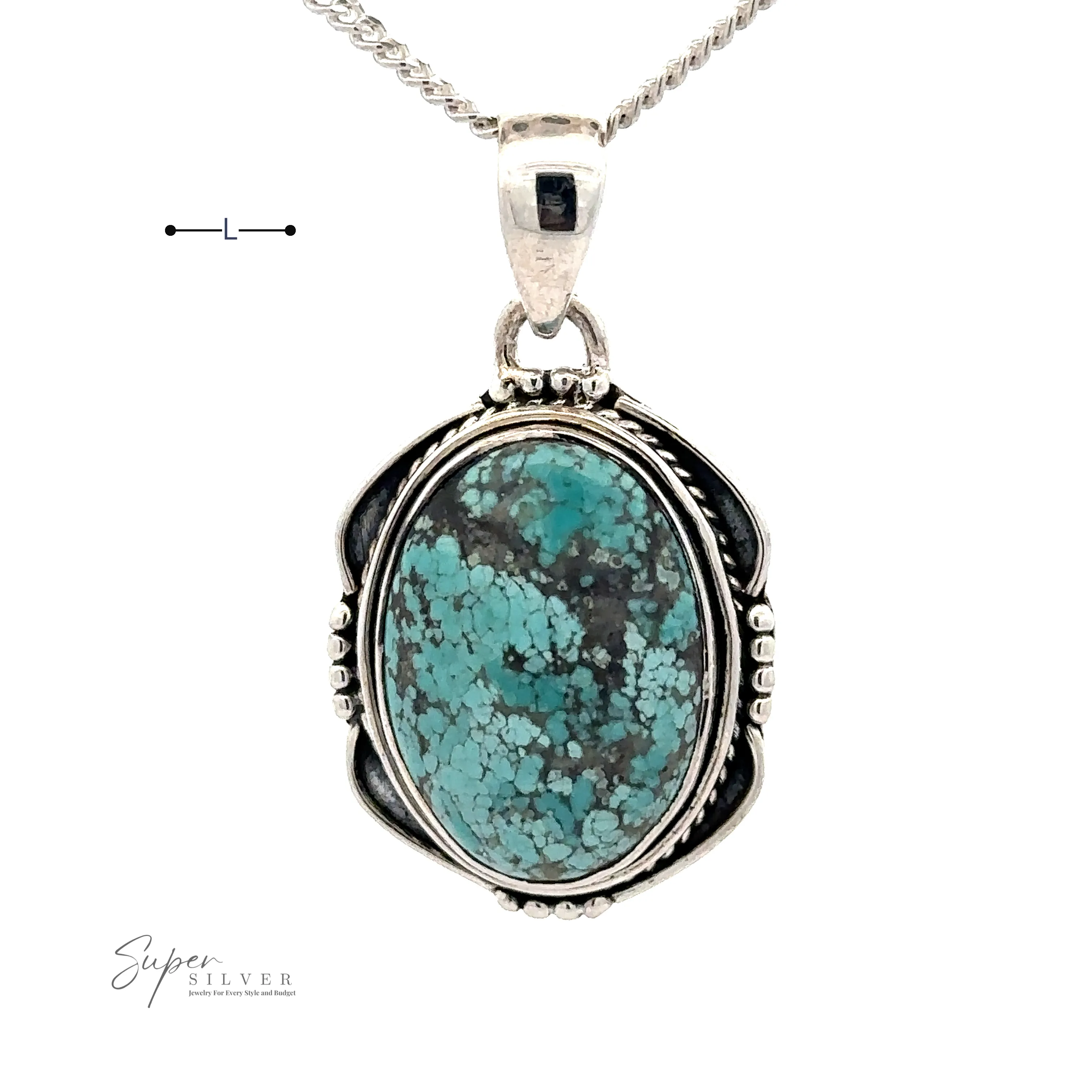 Natural Turquoise Pendant with an Oval Shield Setting