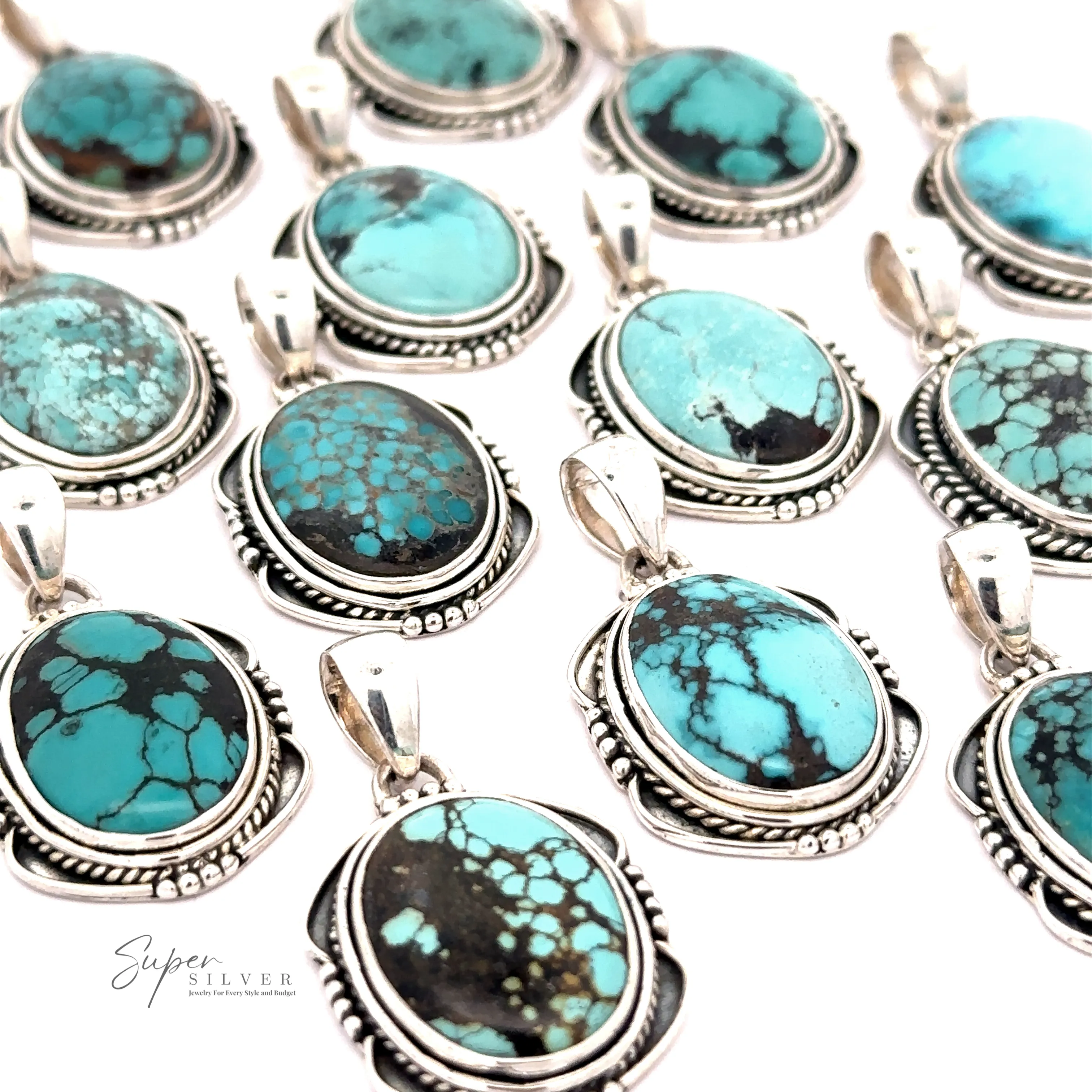 Natural Turquoise Pendant with an Oval Shield Setting