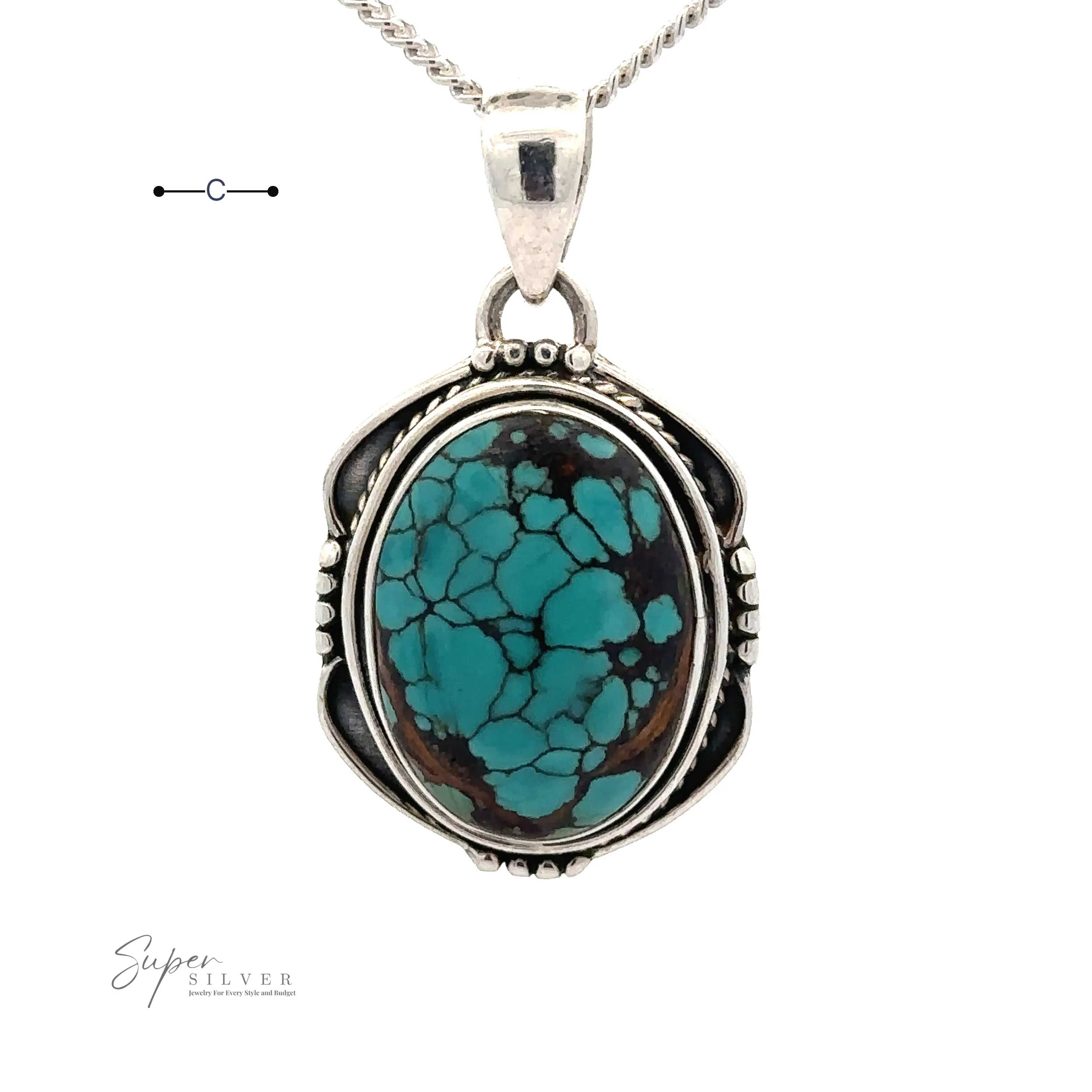 Natural Turquoise Pendant with an Oval Shield Setting