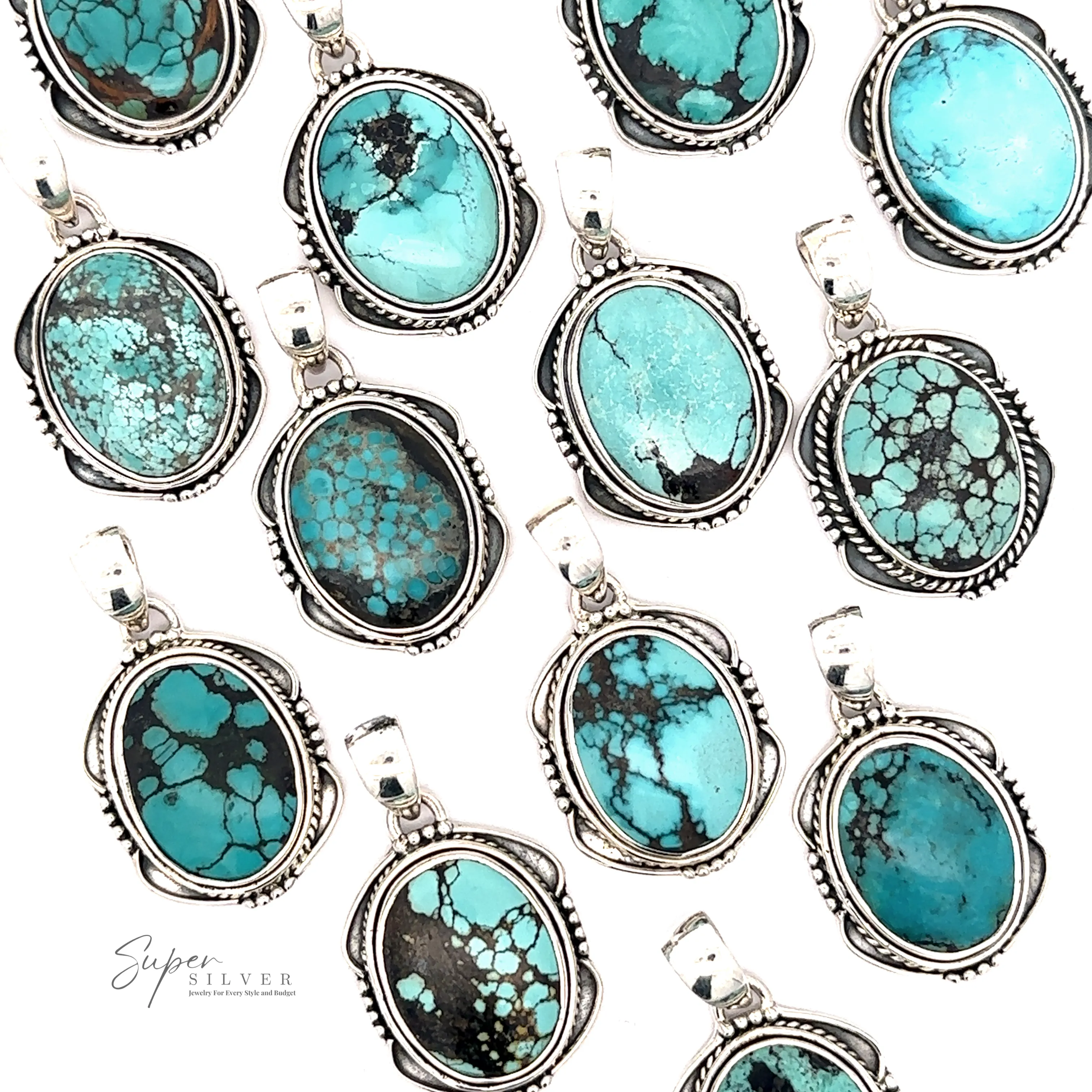 Natural Turquoise Pendant with an Oval Shield Setting