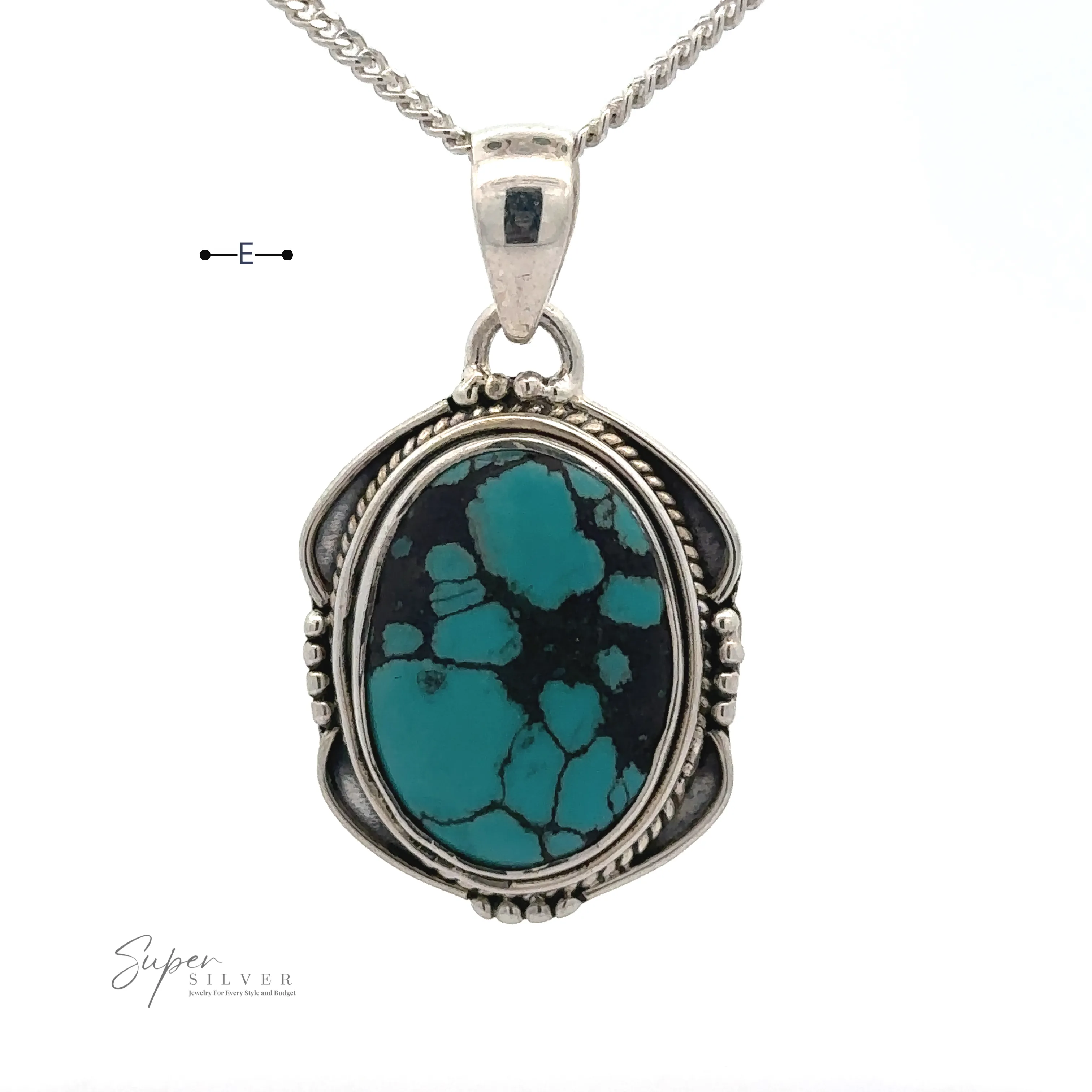 Natural Turquoise Pendant with an Oval Shield Setting