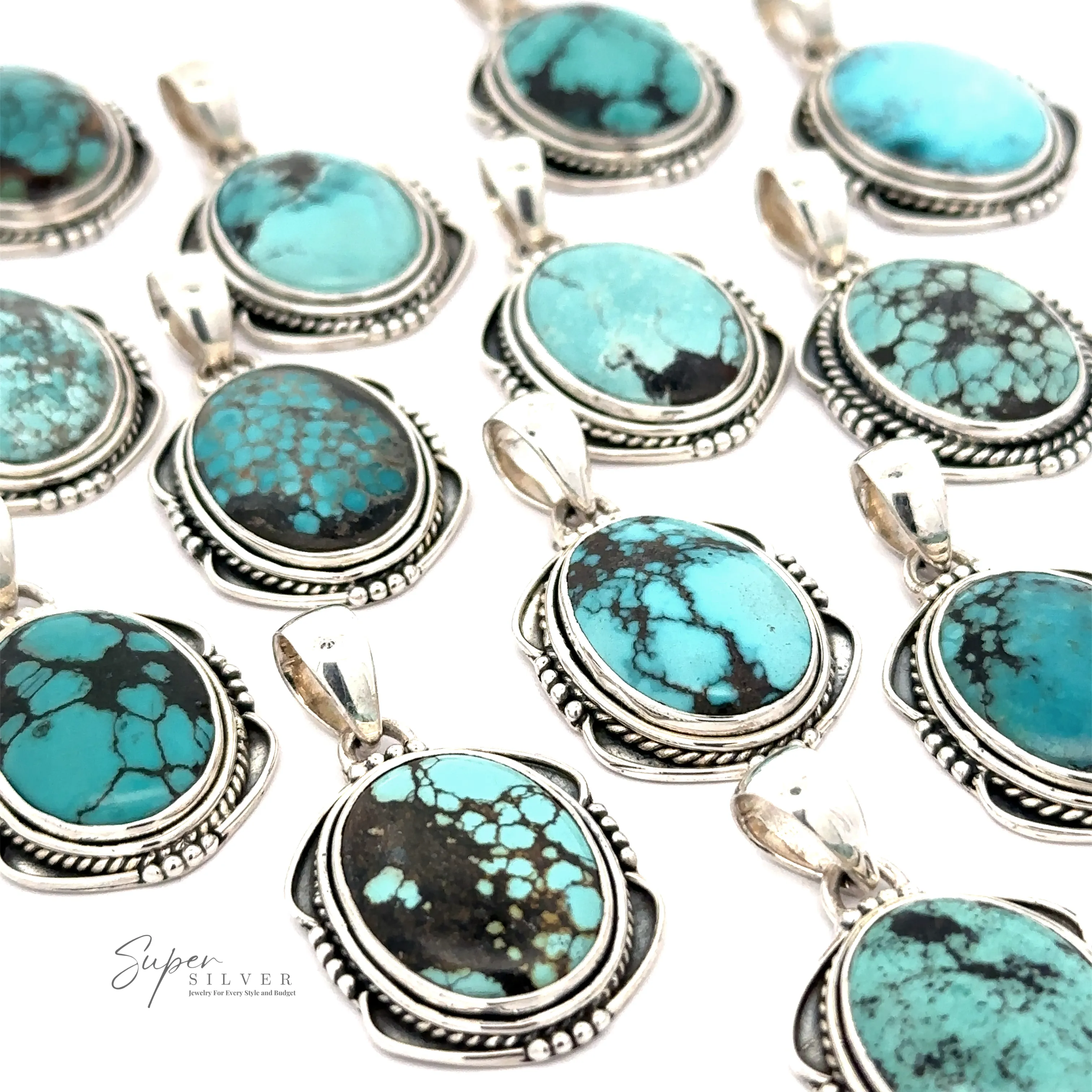 Natural Turquoise Pendant with an Oval Shield Setting
