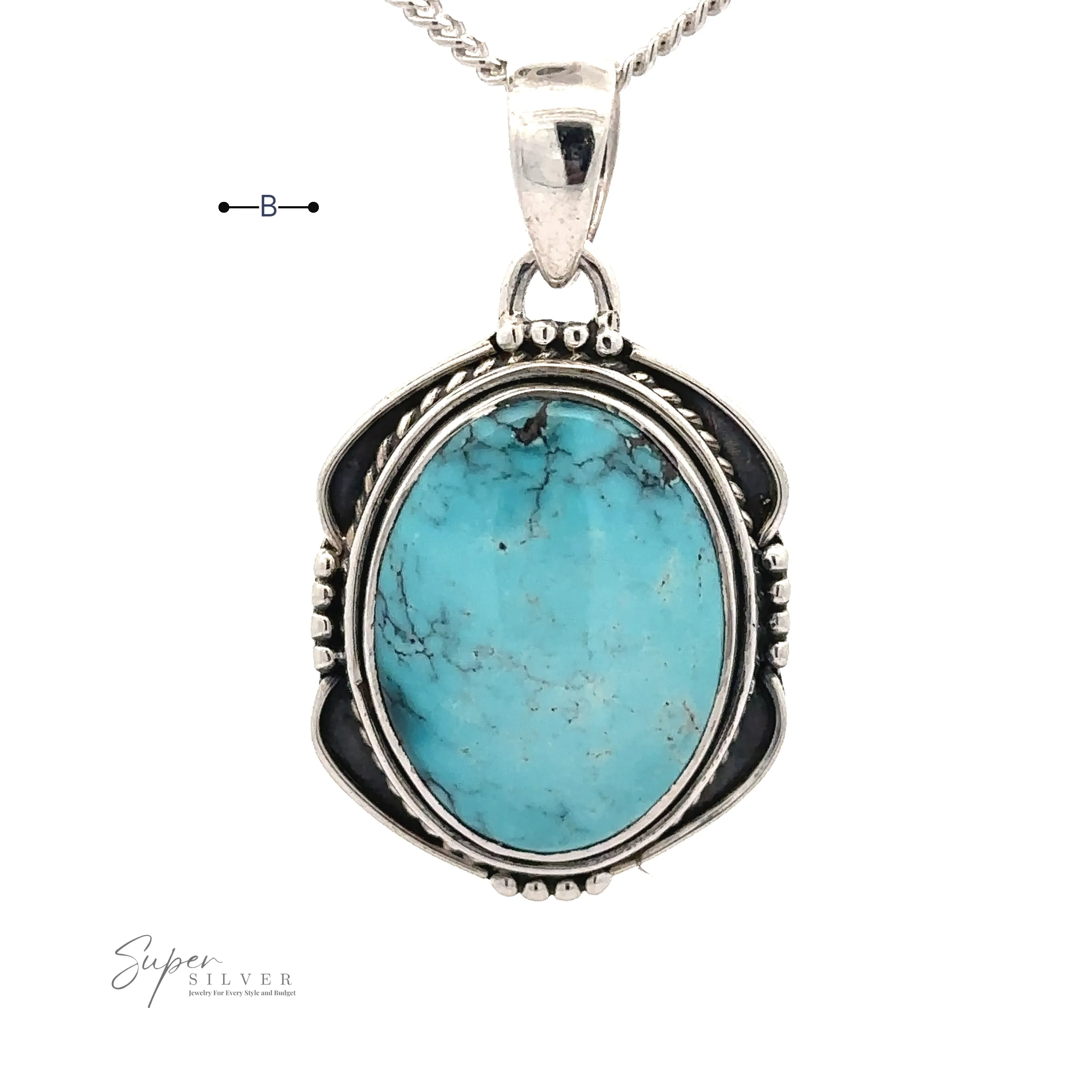 Natural Turquoise Pendant with an Oval Shield Setting