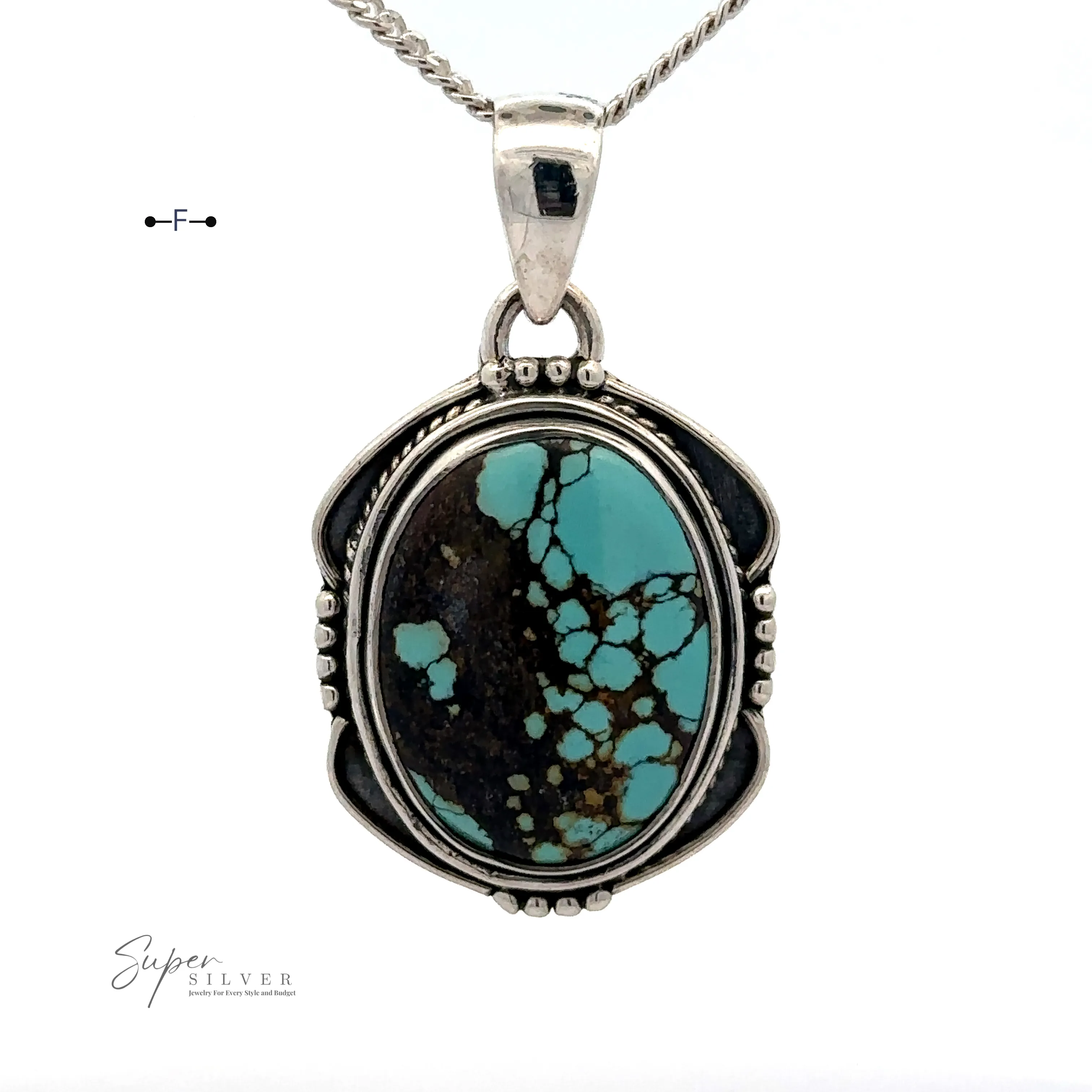 Natural Turquoise Pendant with an Oval Shield Setting
