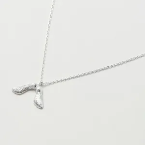 Necklace with maple seed pendant in silver