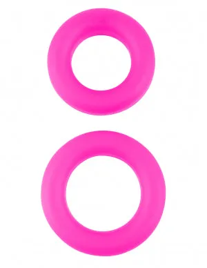 Neon Stretchy Silicone Cock Ring Set Pink