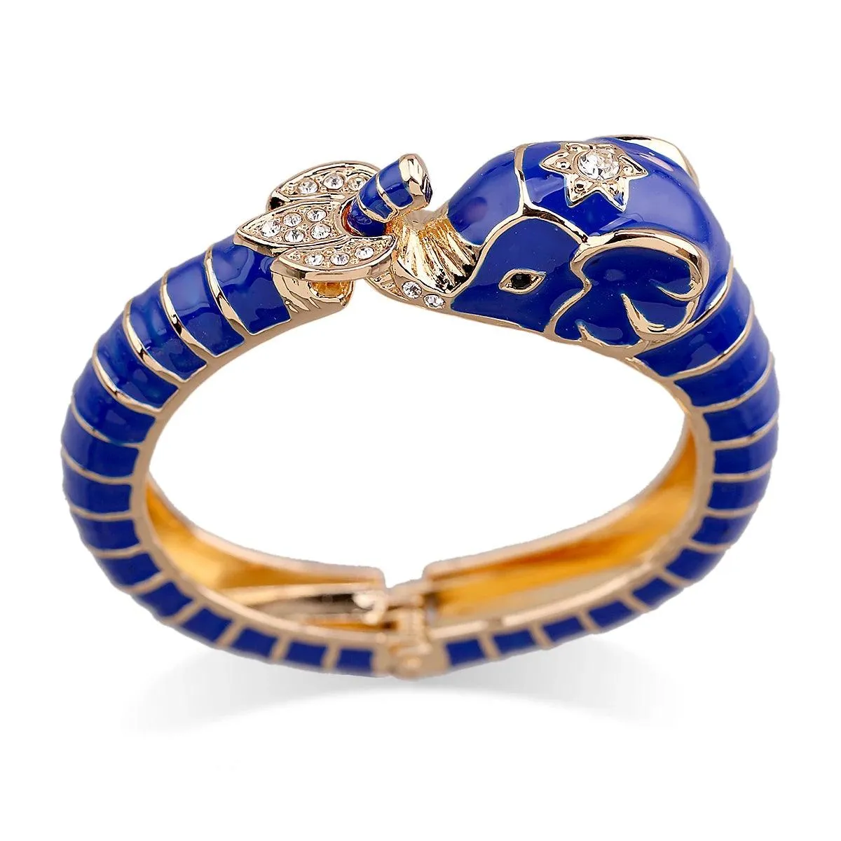 New Animal Style Elephant Inlaid Rhinestone 8 Colors Enamel Statement Bangle Bracelets for Women - Party Jewellery