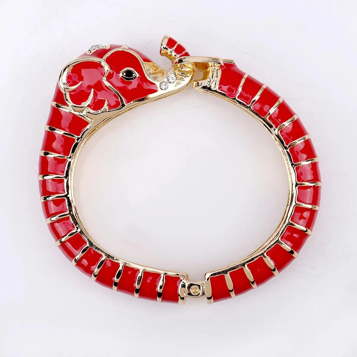New Animal Style Elephant Inlaid Rhinestone 8 Colors Enamel Statement Bangle Bracelets for Women - Party Jewellery