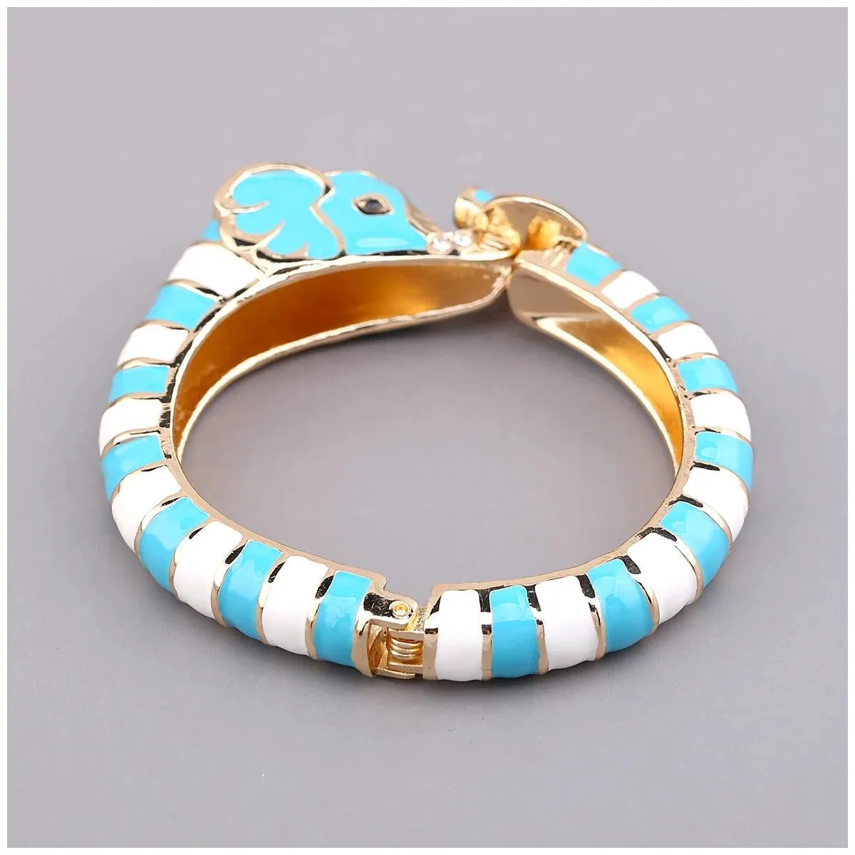 New Animal Style Elephant Inlaid Rhinestone 8 Colors Enamel Statement Bangle Bracelets for Women - Party Jewellery