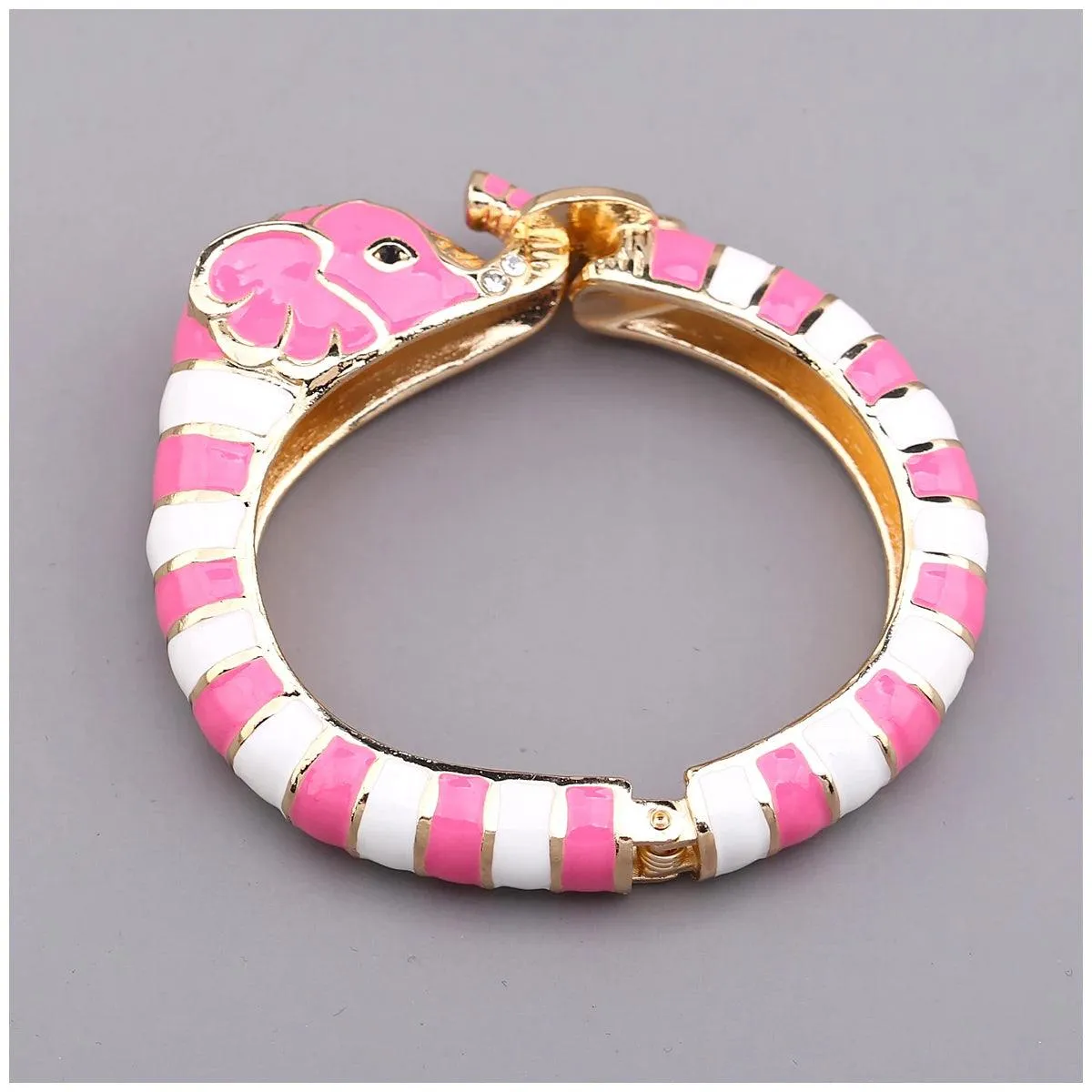New Animal Style Elephant Inlaid Rhinestone 8 Colors Enamel Statement Bangle Bracelets for Women - Party Jewellery