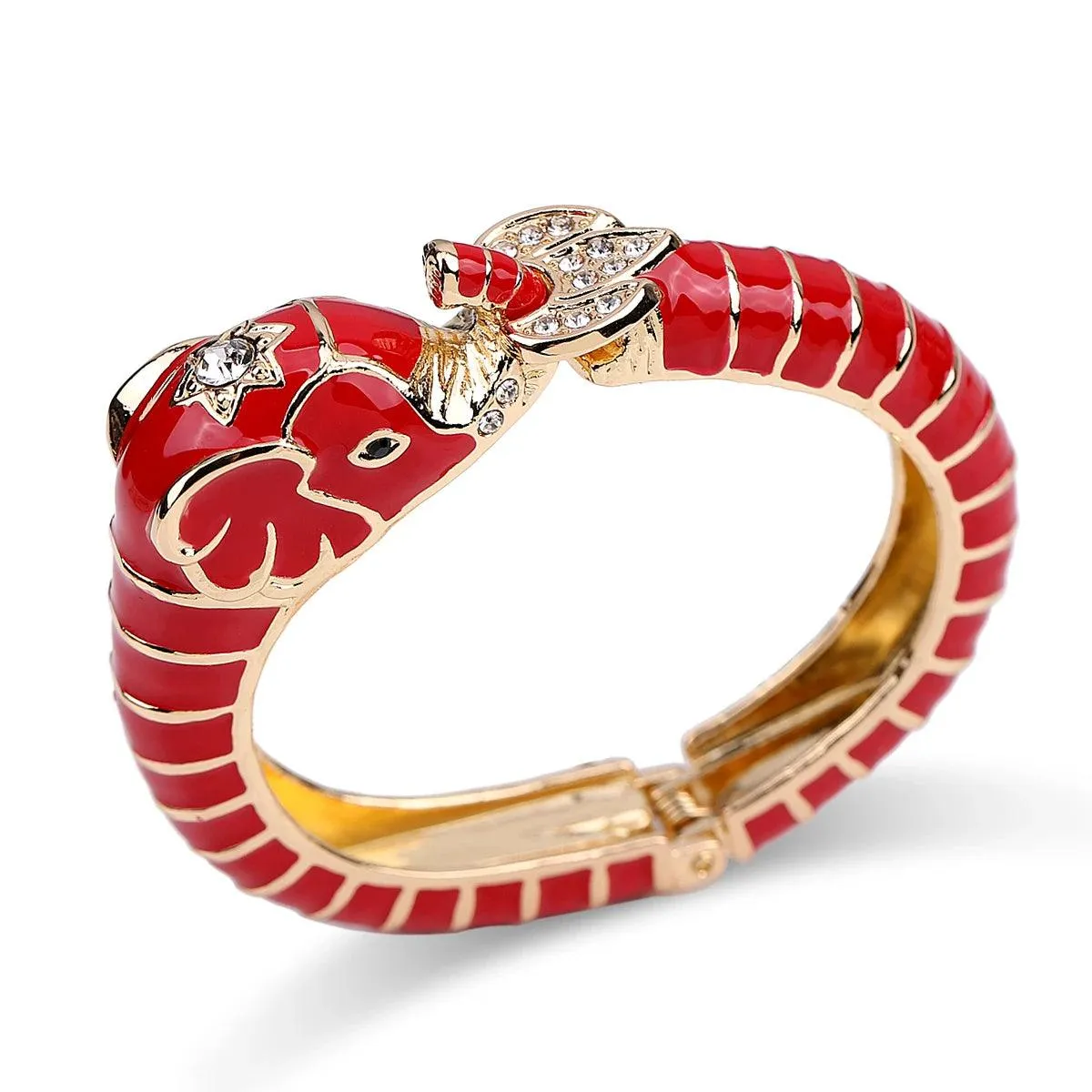 New Animal Style Elephant Inlaid Rhinestone 8 Colors Enamel Statement Bangle Bracelets for Women - Party Jewellery